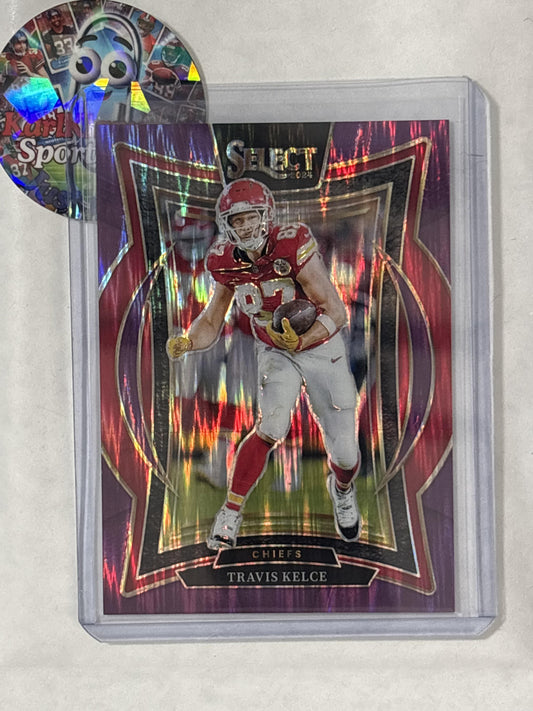 2024 Panini Select #97 Travis Kelce Purple Prizm Shock #/360 Kansas City Chiefs SN