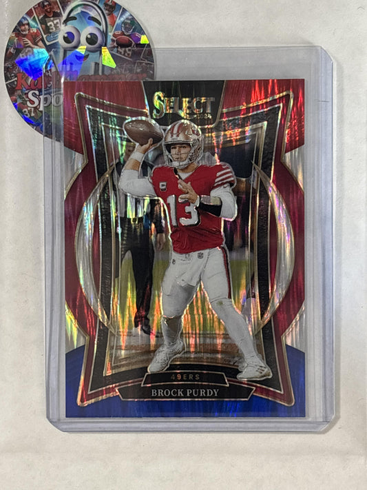 2024 Panini Select #37 Brock Purdy Red & Blue Prizm Shock San Francisco 49ers