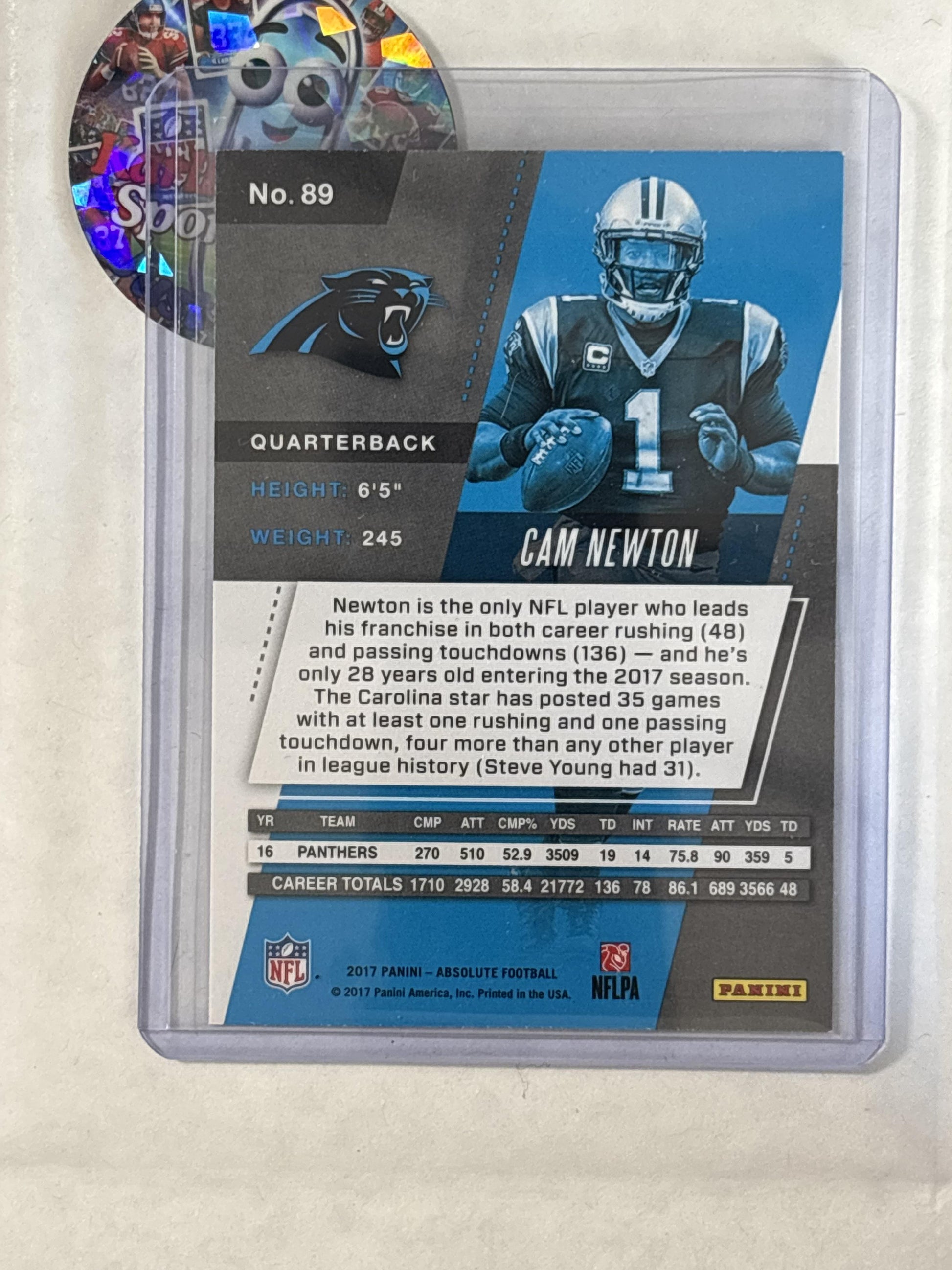 2017 Panini Absolute #89 Cam Newton Carolina Panthers