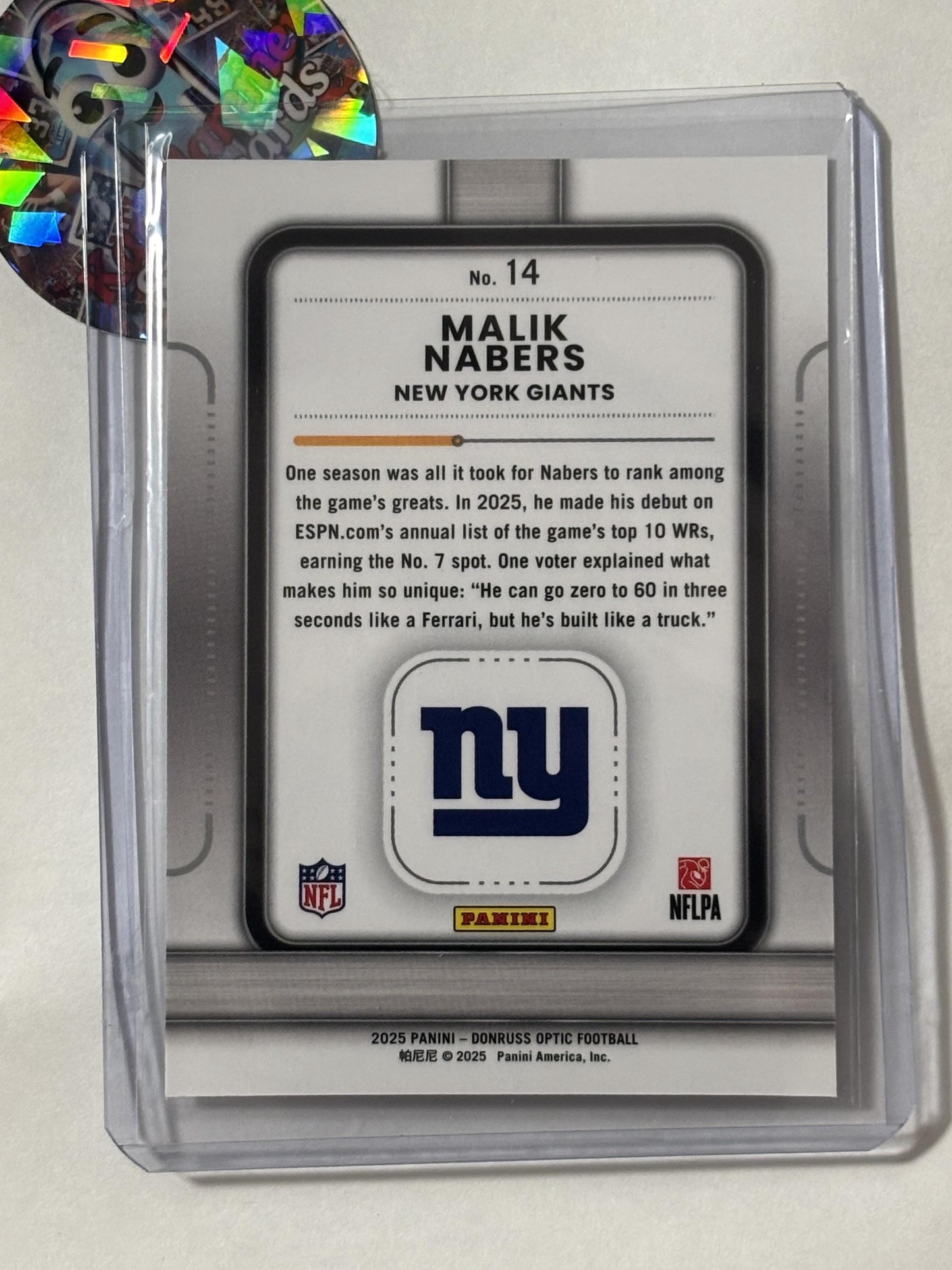 2025 Donruss Optic #14 Malik Nabers Play Action New York Giants
