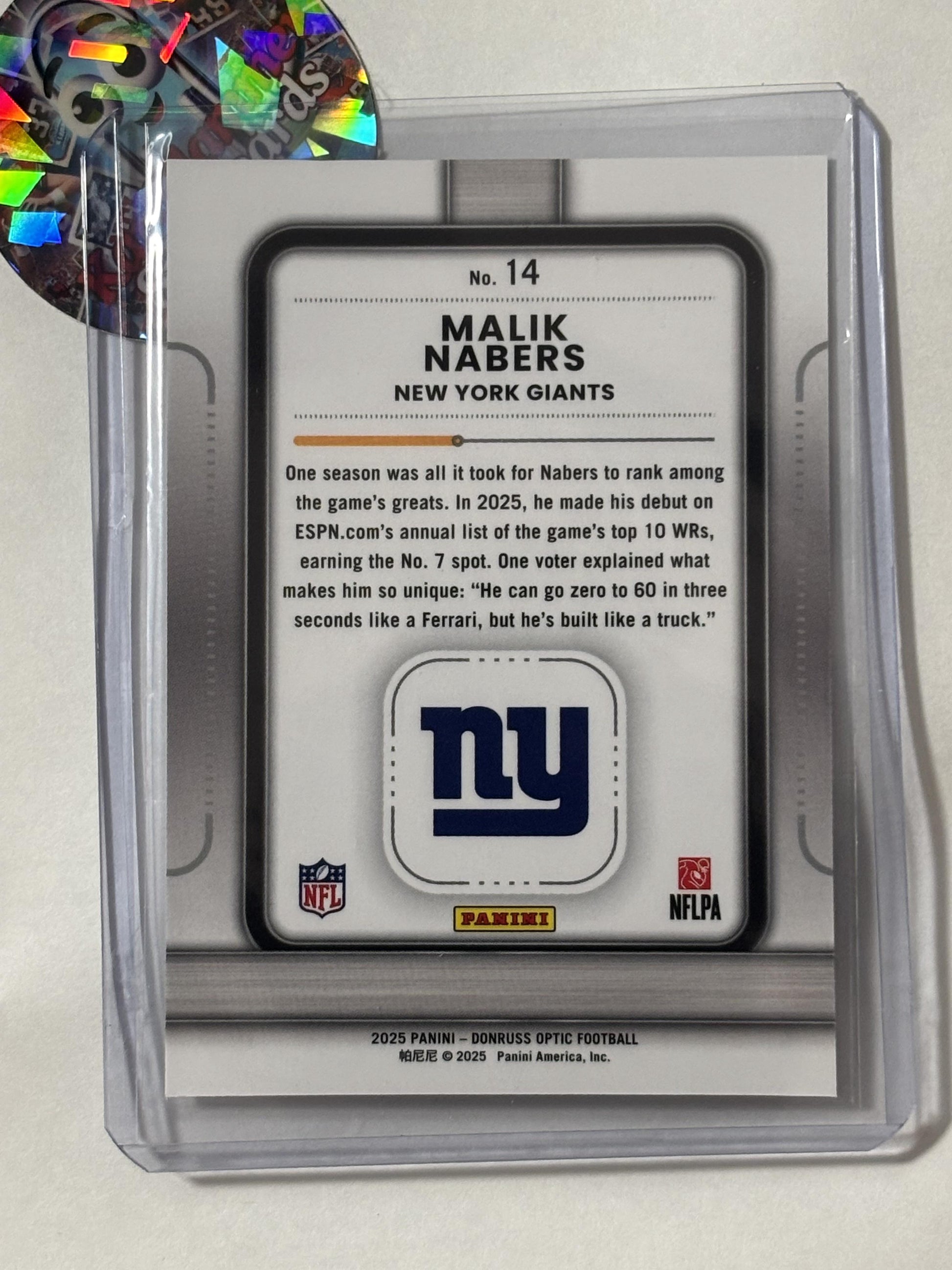 2025 Donruss Optic #14 Malik Nabers Play Action New York Giants