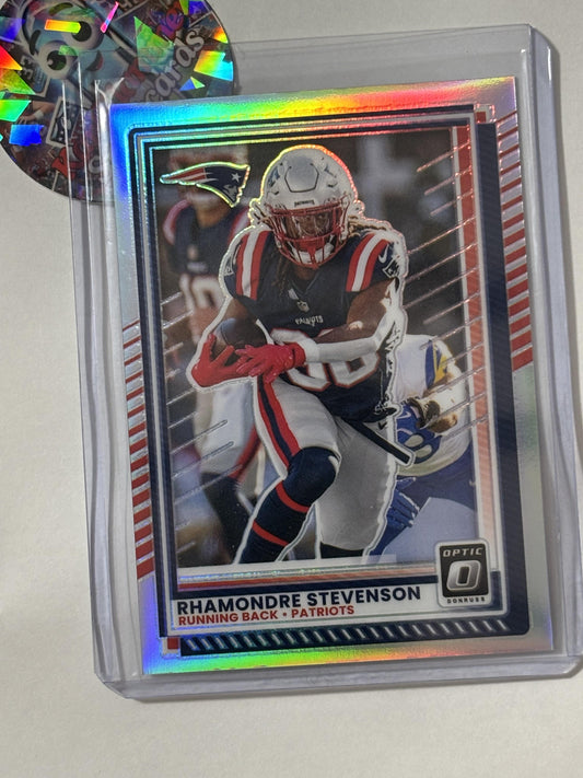 2025 Donruss Optic #51 Rhamondre Stevenson Holo New England Patriots