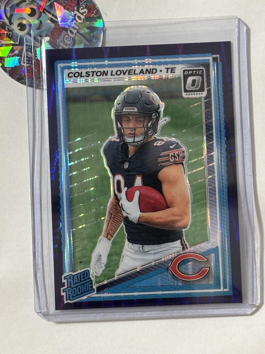 2025 Donruss Optic #204 Colston Loveland Purple Shock Chicago Bears RC