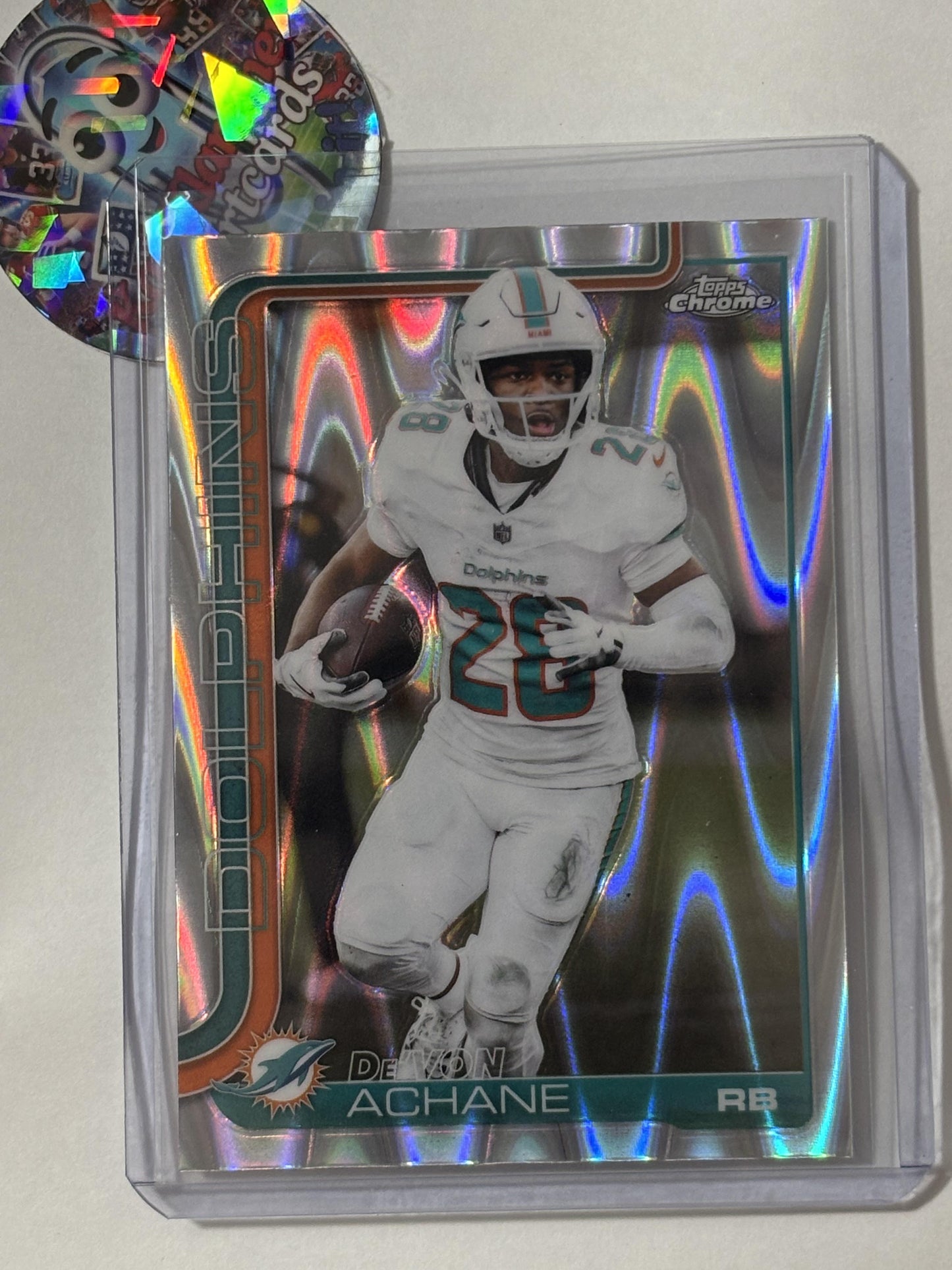 2025 Topps Chrome #188 De'Von Achane Ray Wave Refractor Miami Dolphins