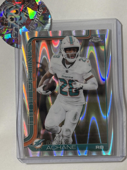 2025 Topps Chrome #188 De'Von Achane Ray Wave Refractor Miami Dolphins