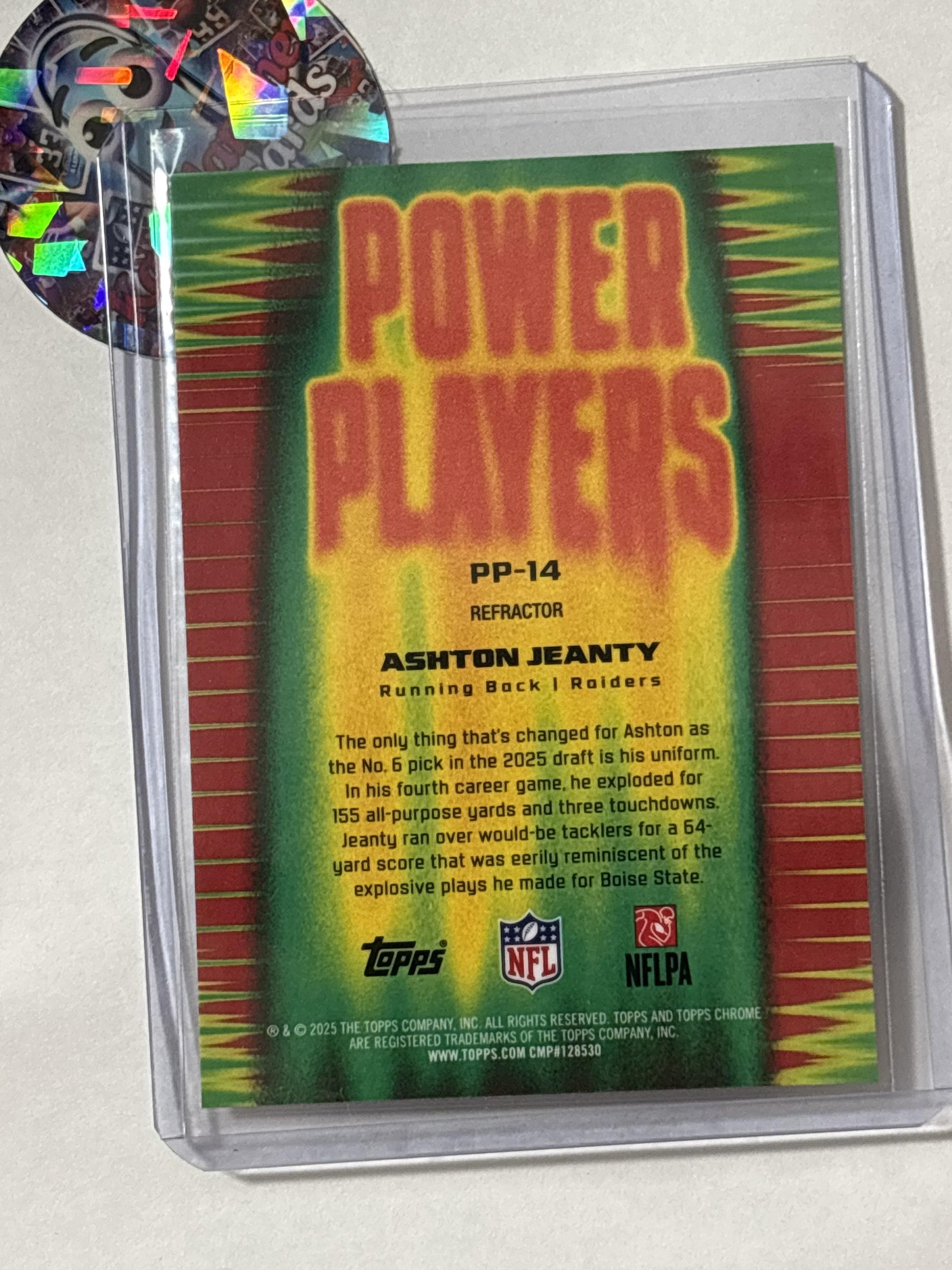 2025 Topps Chrome #PP-14 Ashton Jeanty Power Players Refractor Las Vegas Raiders