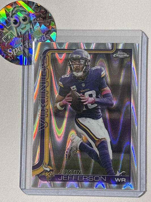 2025 Topps Chrome #195 Justin Jefferson Ray Wave Refractor Minnesota Vikings