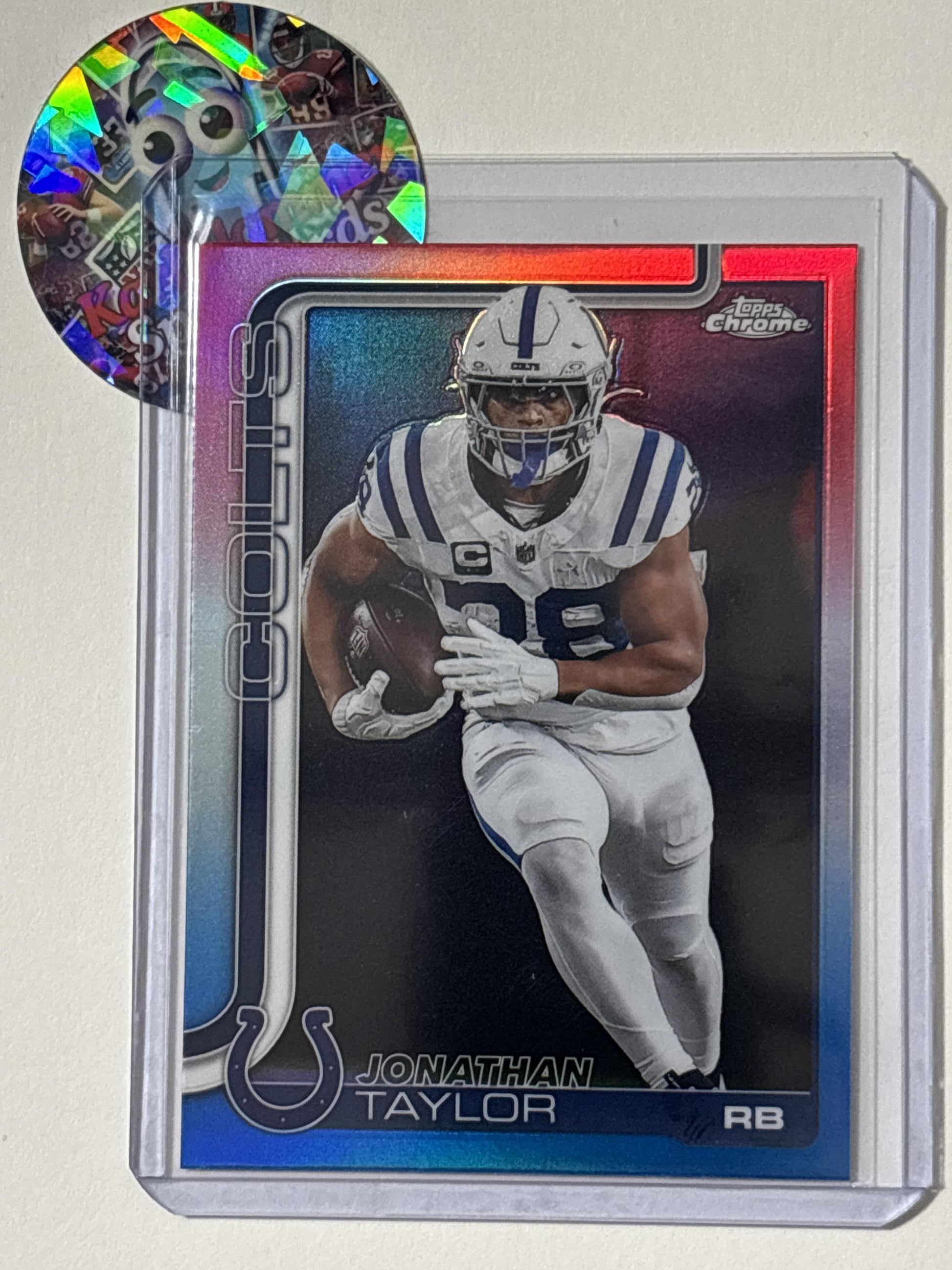 2025 Topps Chrome #130 Jonathan Taylor Red White and Blue Refractor Indianapolis Colts