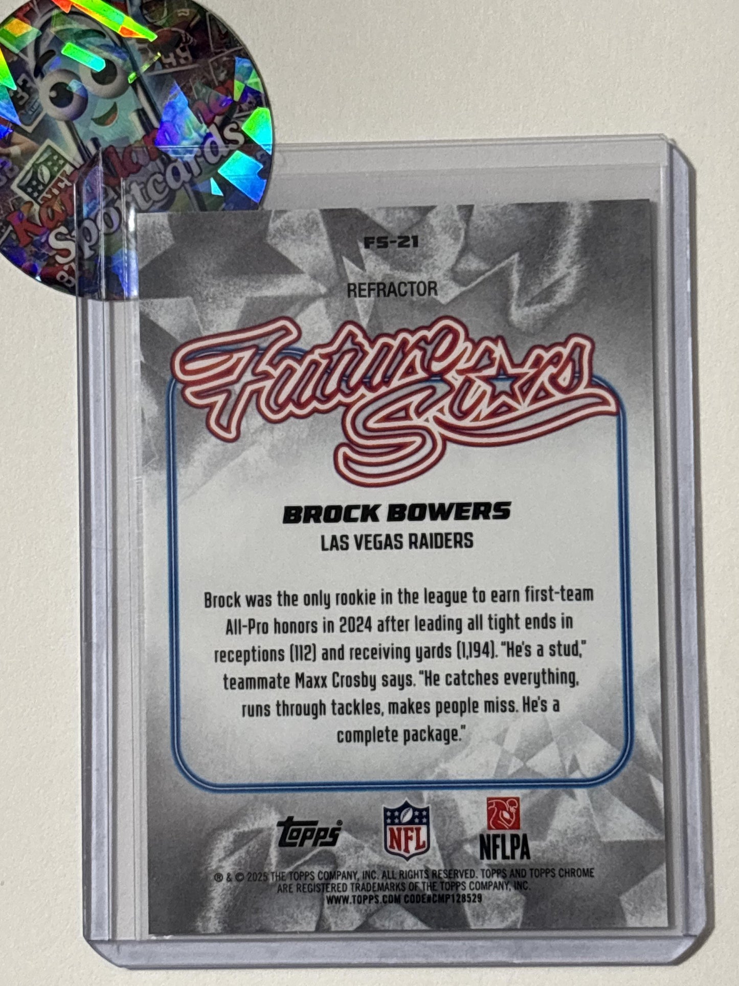 2025 Topps Chrome #FS-21 Brock Bowers Future Stars Refractor Las Vegas Raiders
