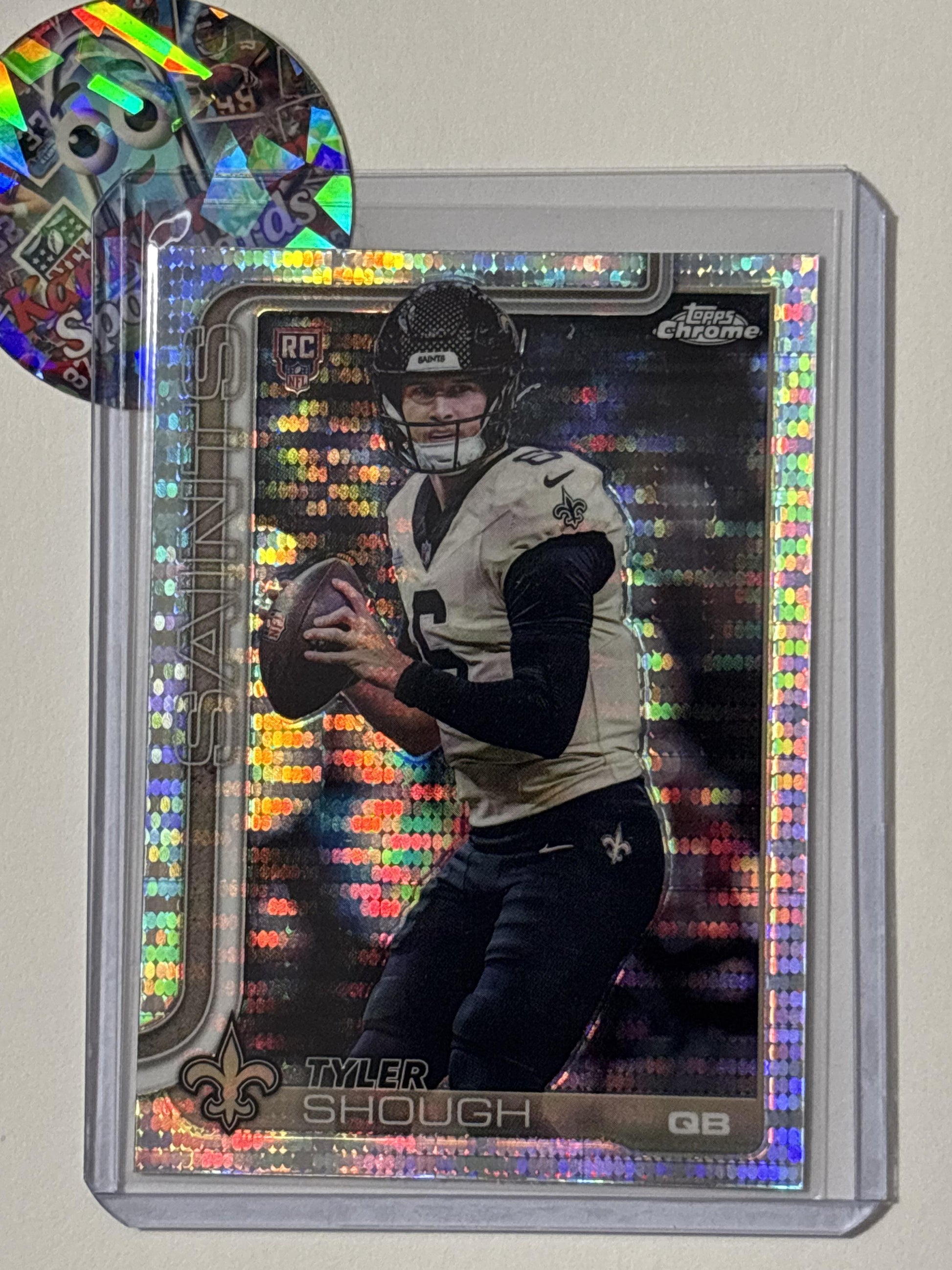 2025 Topps Chrome #398 Tyler Shough Pulsar Refractor New Orleans Saints RC