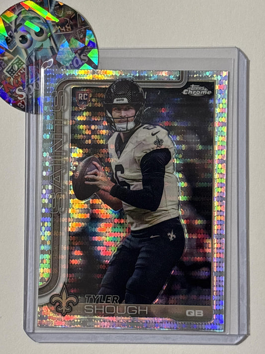 2025 Topps Chrome #398 Tyler Shough Pulsar Refractor New Orleans Saints RC