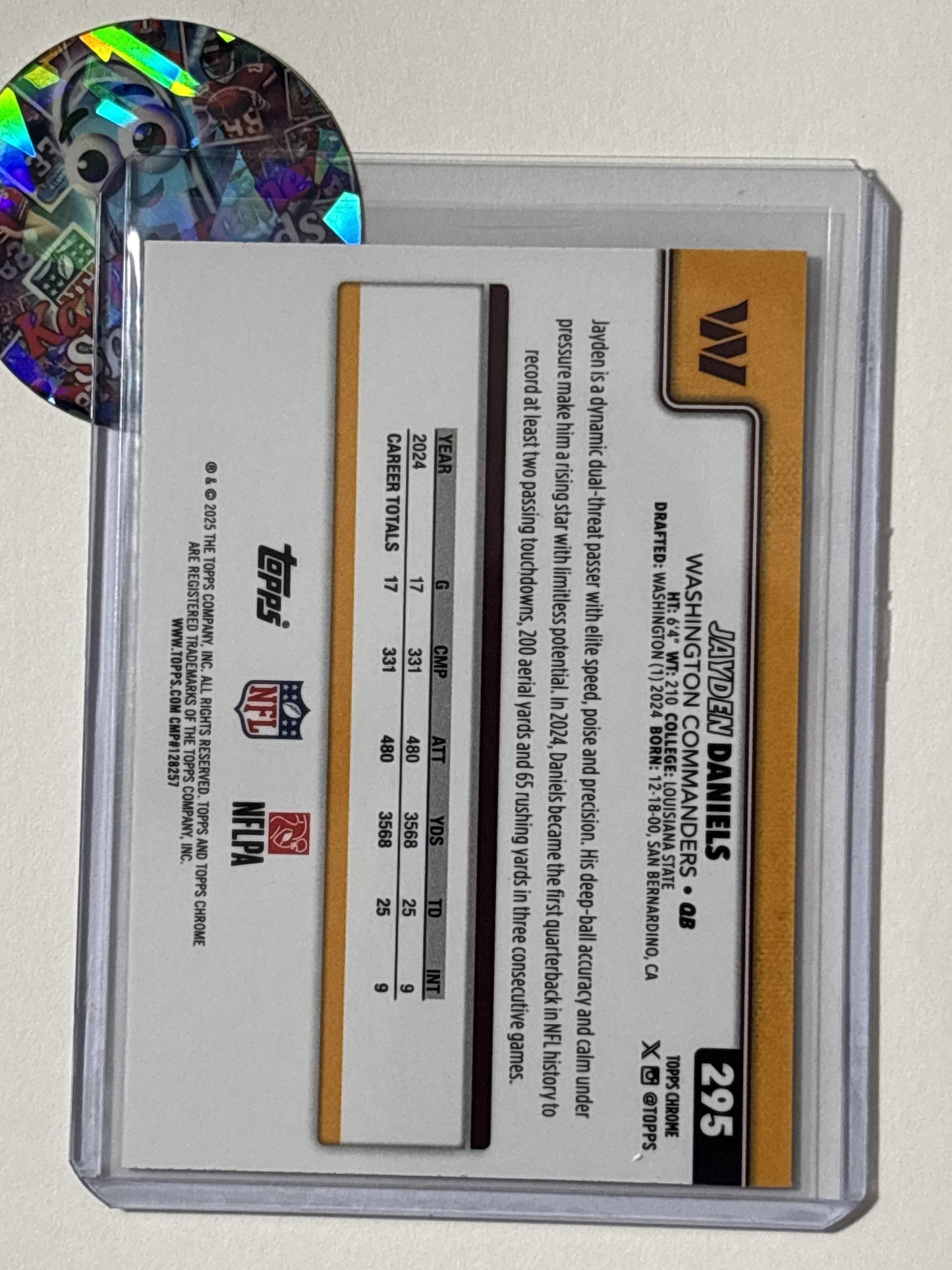 2025 Topps Chrome #295 Jayden Daniels Washington Commanders