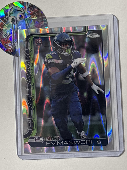 2025 Topps Chrome #348 Nick Emmanwori Ray Wave Refractor Seattle Seahawks RC