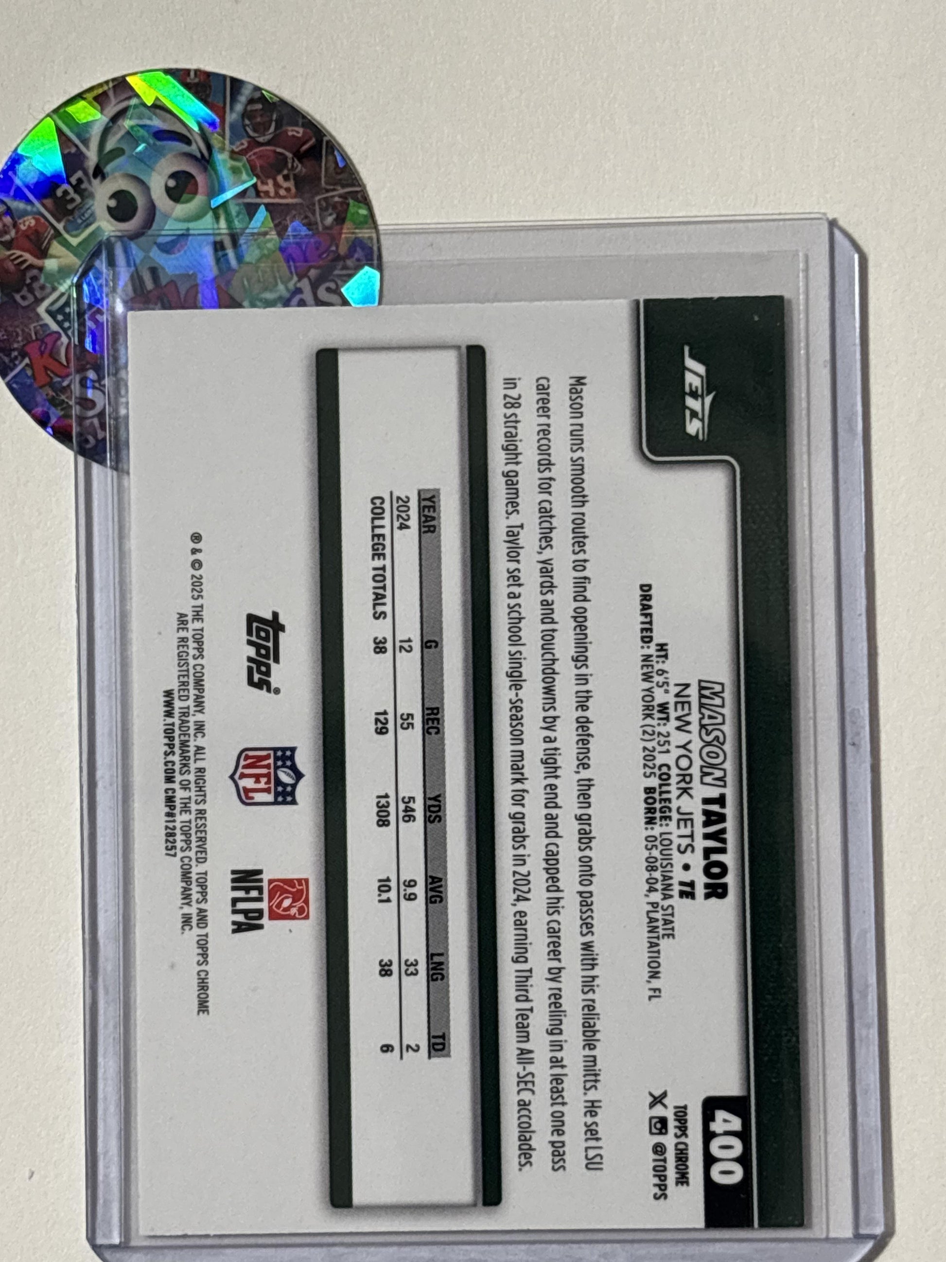2025 Topps Chrome #400 Mason Taylor New York Jets RC