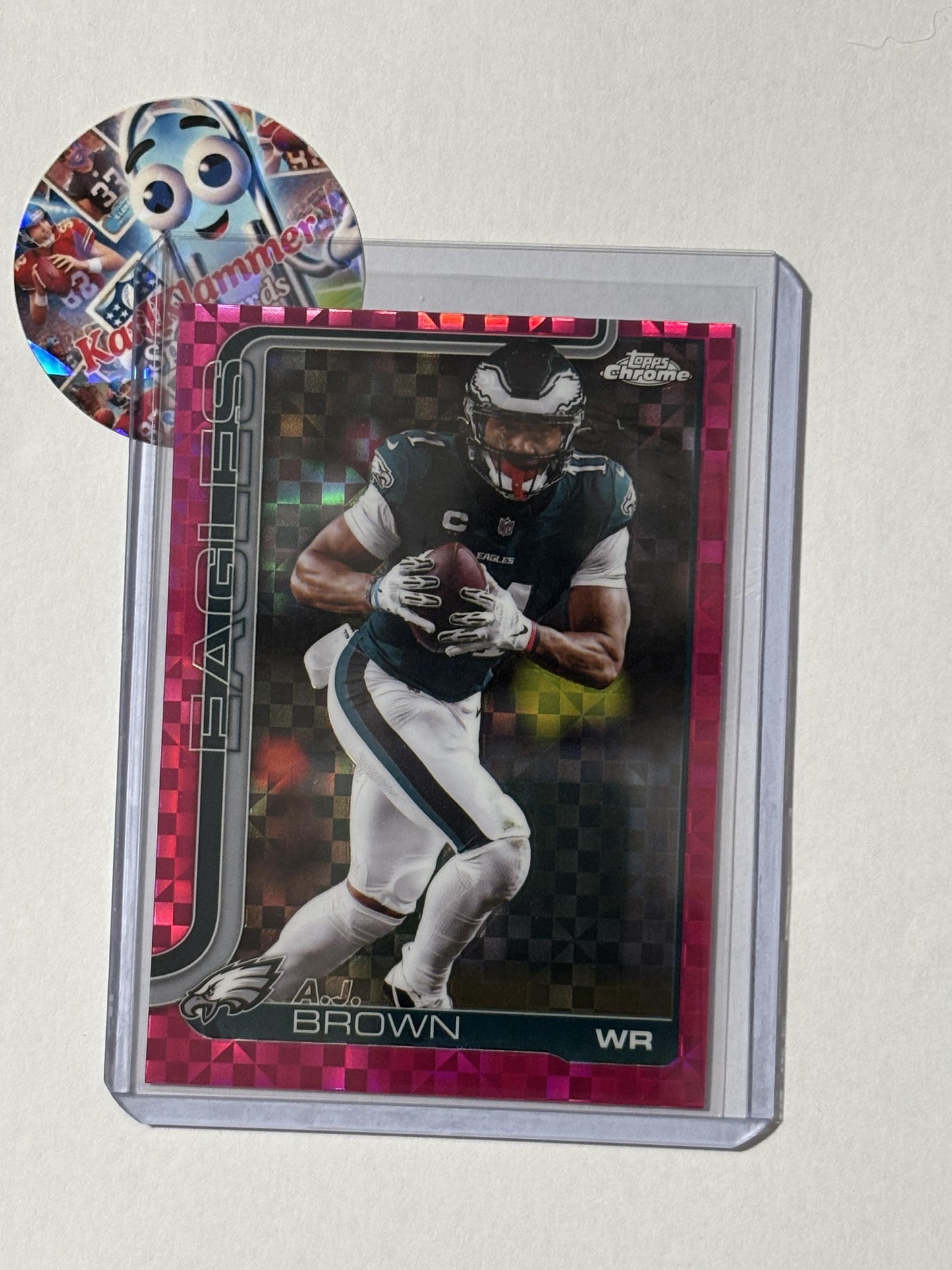 2025 Topps Chrome #243 A.J. Brown Hot Pink X-Fractor Philadelphia Eagles