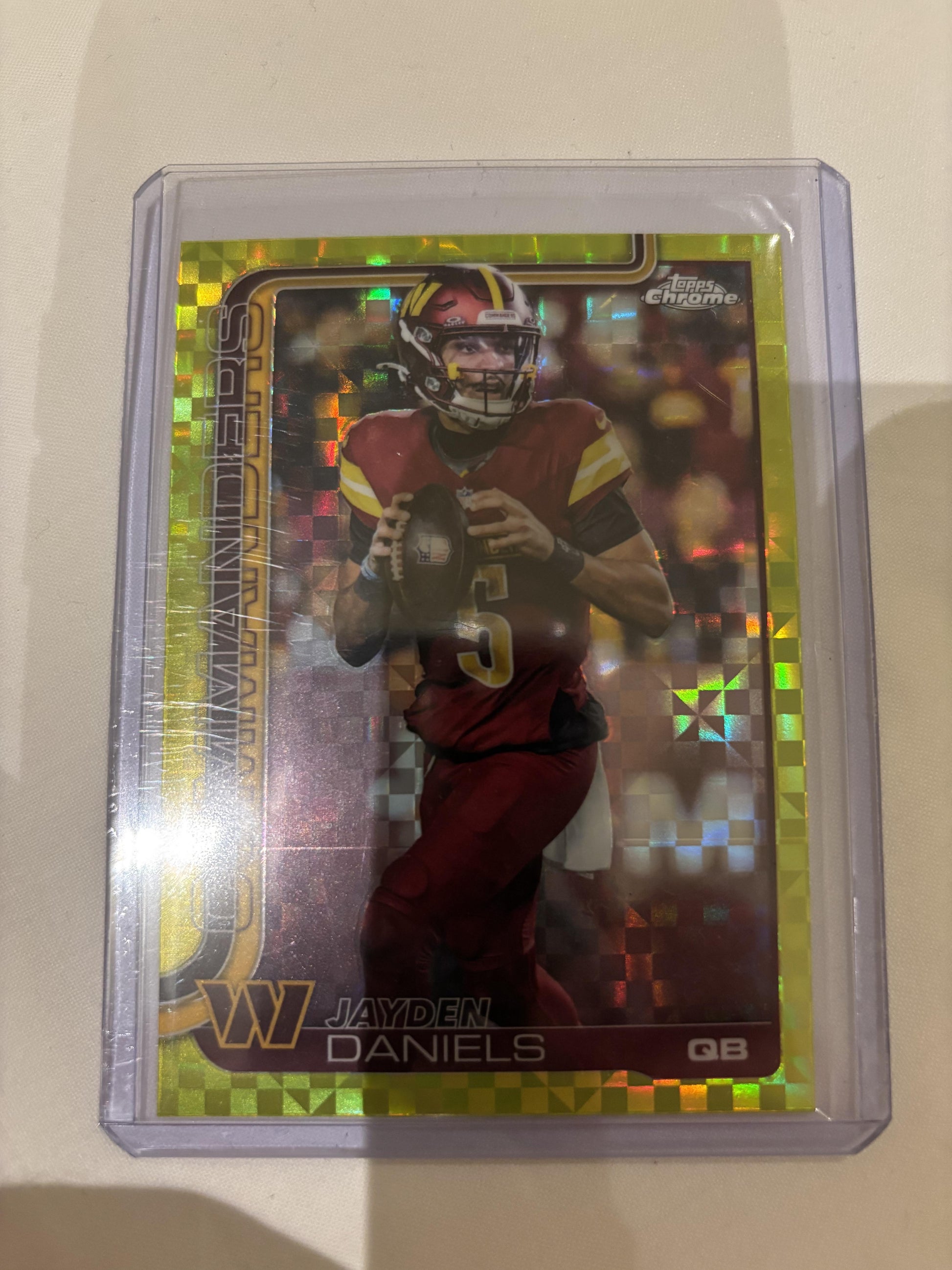 2025 Topps Chrome #295 Jayden Daniels Lime Green X-Fractor Washington Commanders