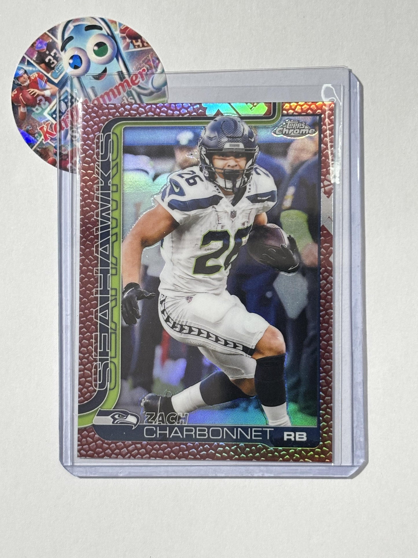 2025 Topps Chrome #279 Zach Charbonnet Football Leather Refractor Seattle Seahawks