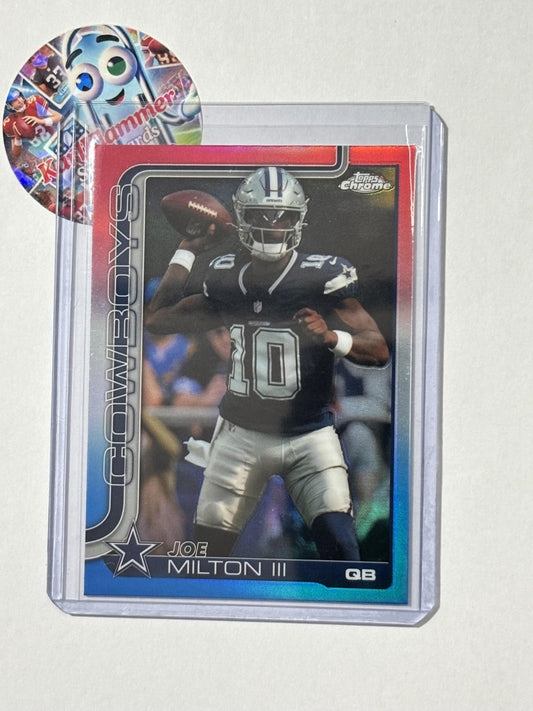 2025 Topps Chrome #85 Joe Milton III Red White and Blue Refractor Dallas Cowboys