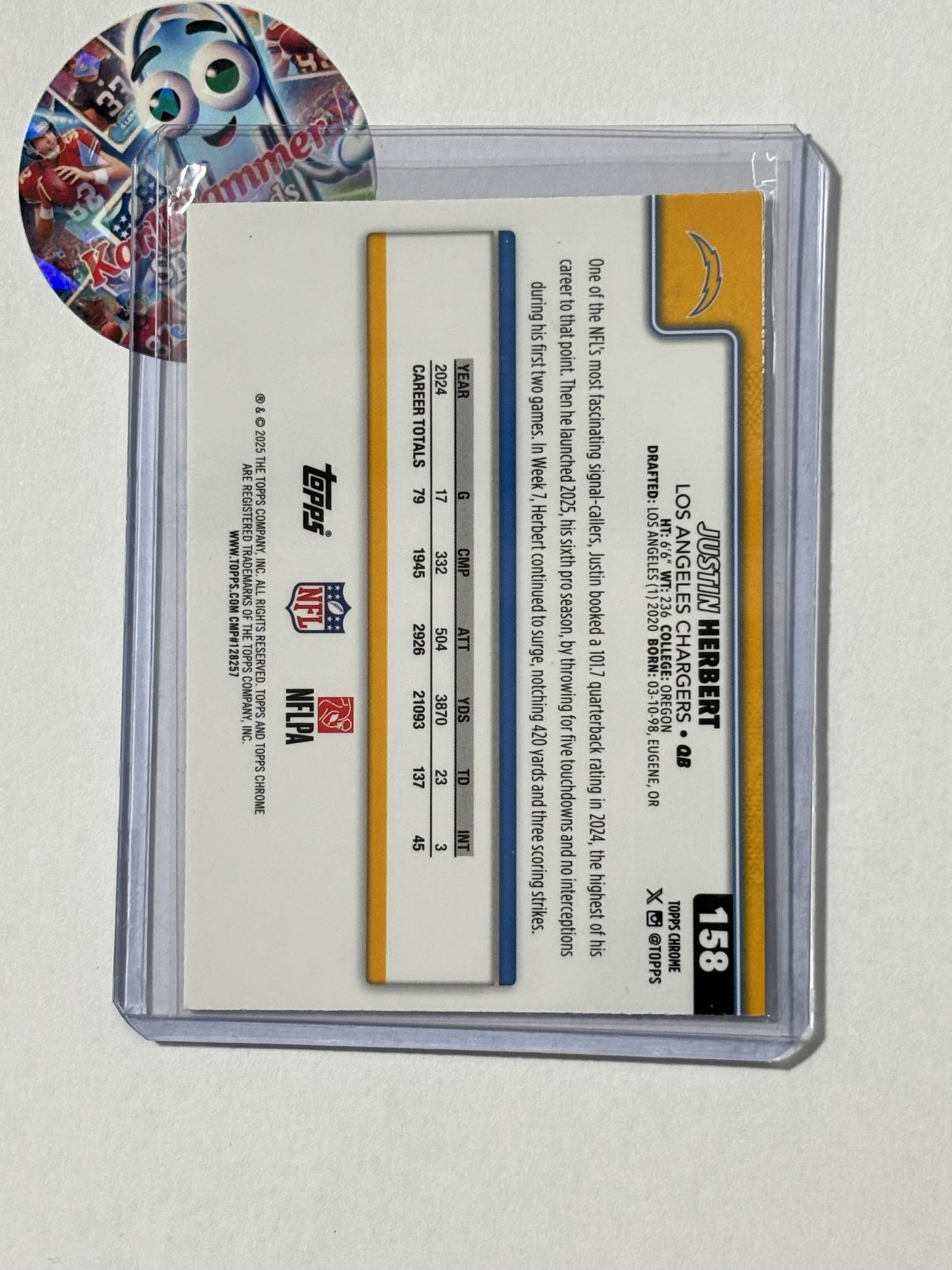 2025 Topps Chrome #158 Justin Herbert Pulsar Refractor Los Angeles Chargers