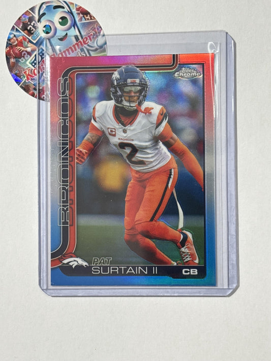 2025 Topps Chrome #93 Patrick Surtain II Red White and Blue Refractor Denver Broncos