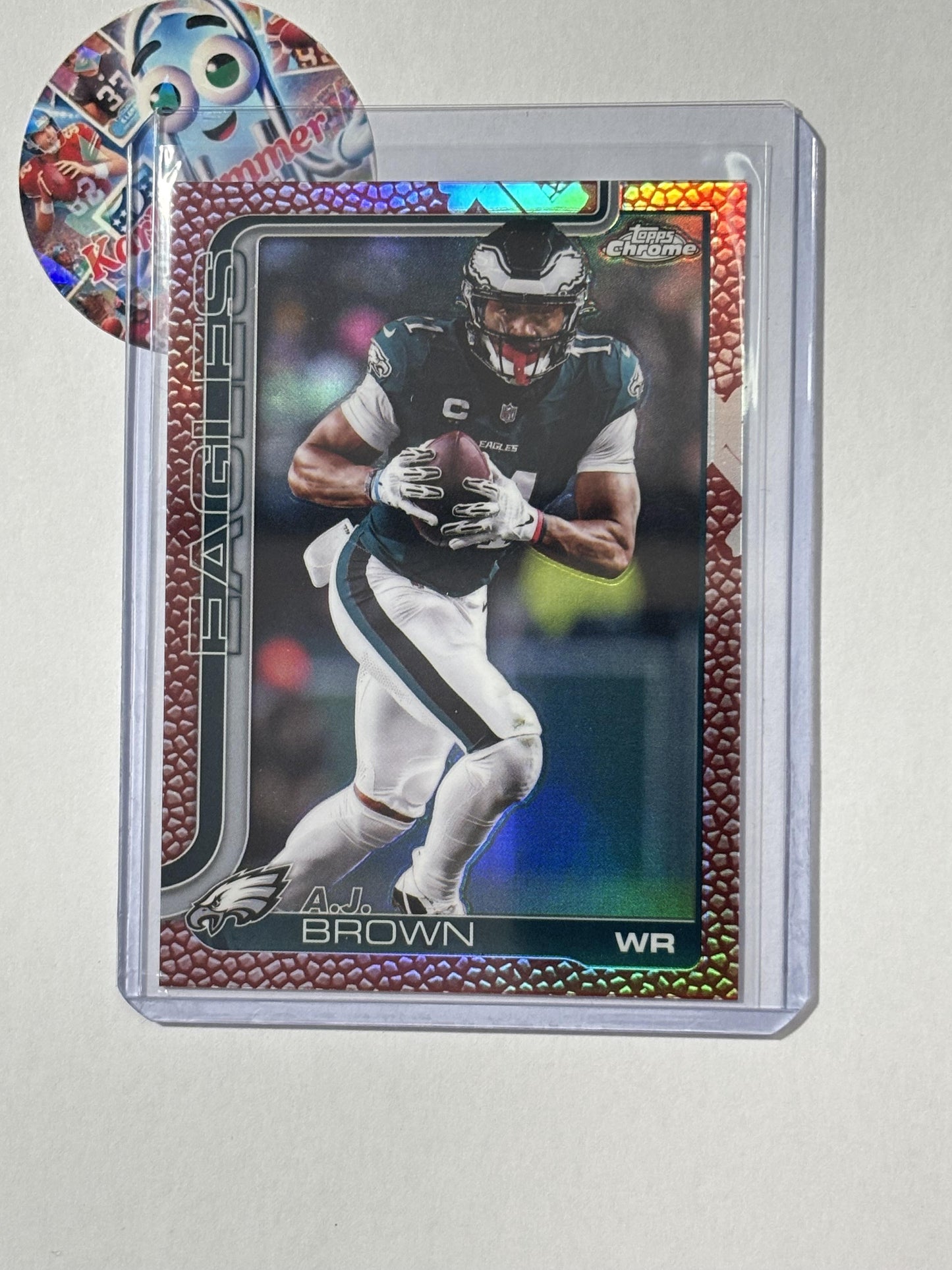 2025 Topps Chrome #243 A.J. Brown Football Leather Refractor Philadelphia Eagles