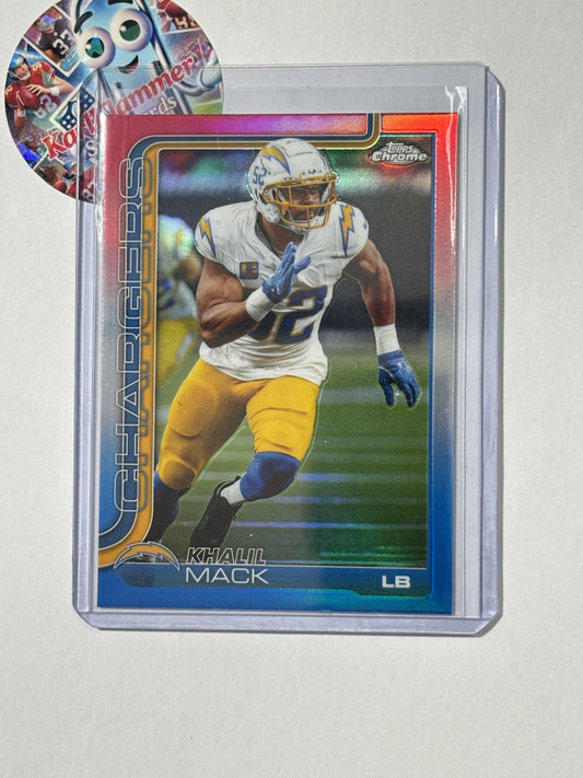 2025 Topps Chrome #160 Khalil Mack Red White and Blue Refractor Los Angeles Chargers