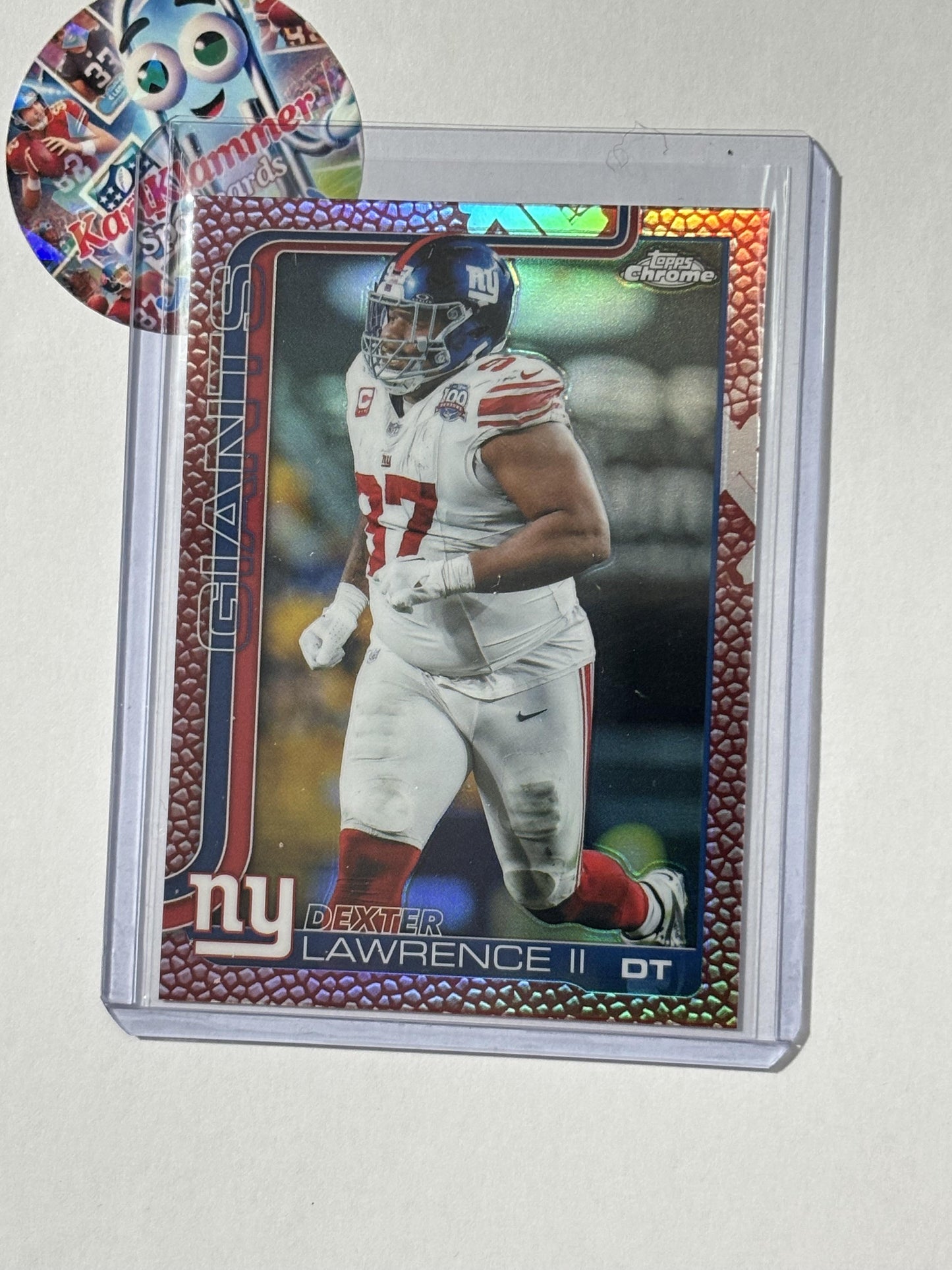 2025 Topps Chrome #230 Dexter Lawrence II Football Leather Refractor New York Giants