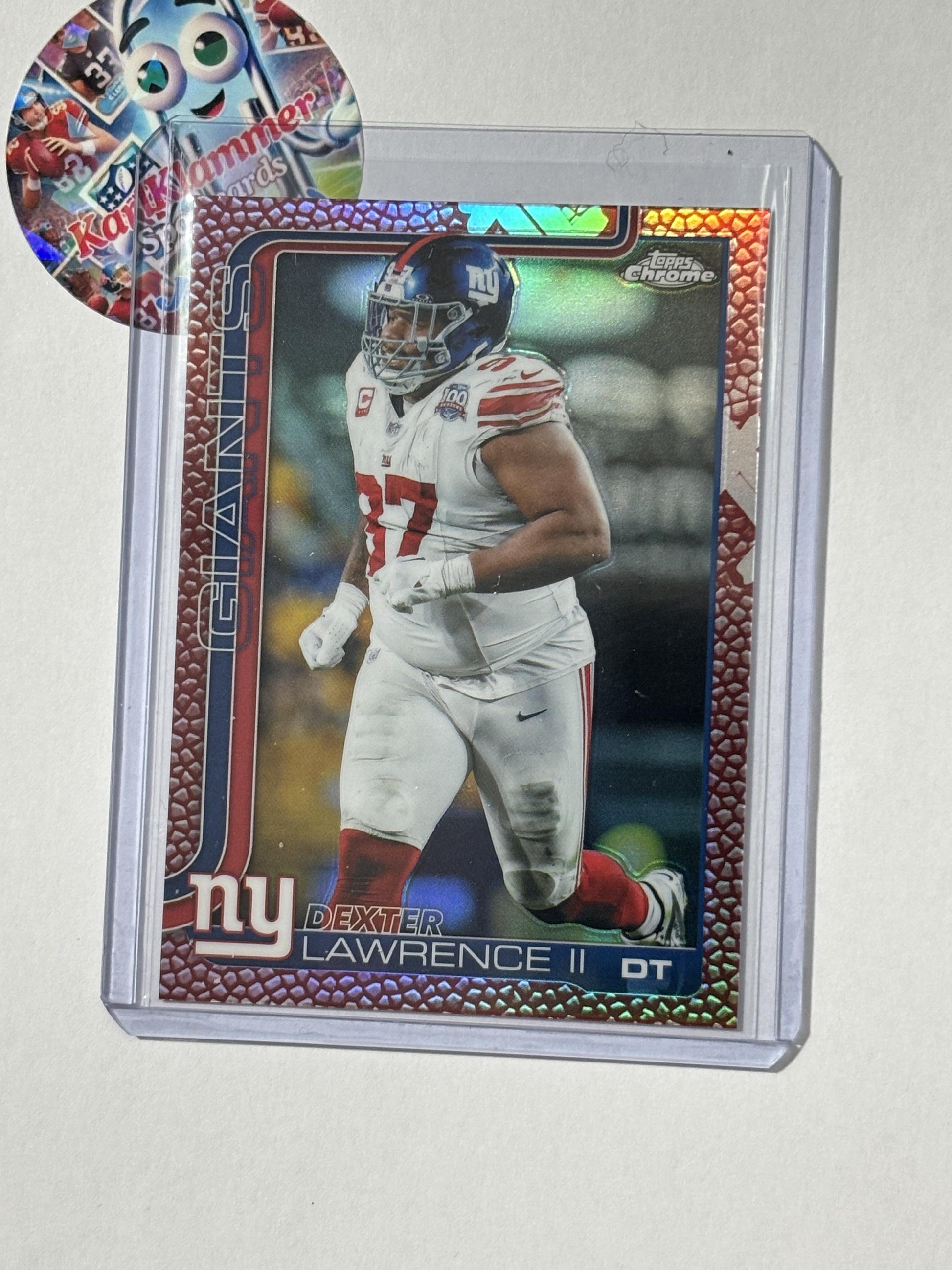 2025 Topps Chrome #230 Dexter Lawrence II Football Leather Refractor New York Giants