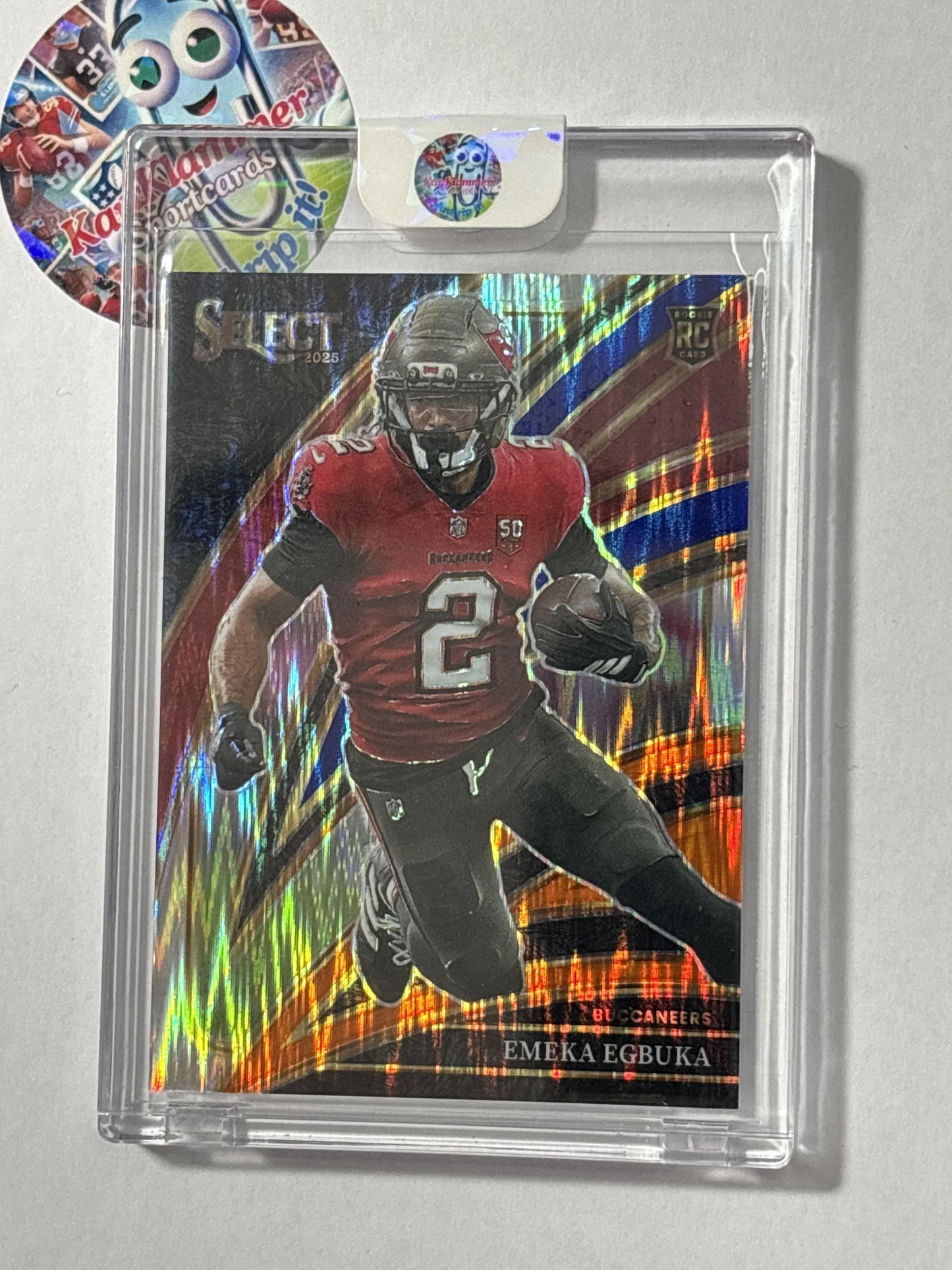 2025 Panini Select #237 Emeka Egbuka Blue and Orange Prizm Shock #/35 Tampa Bay Buccaneers SN