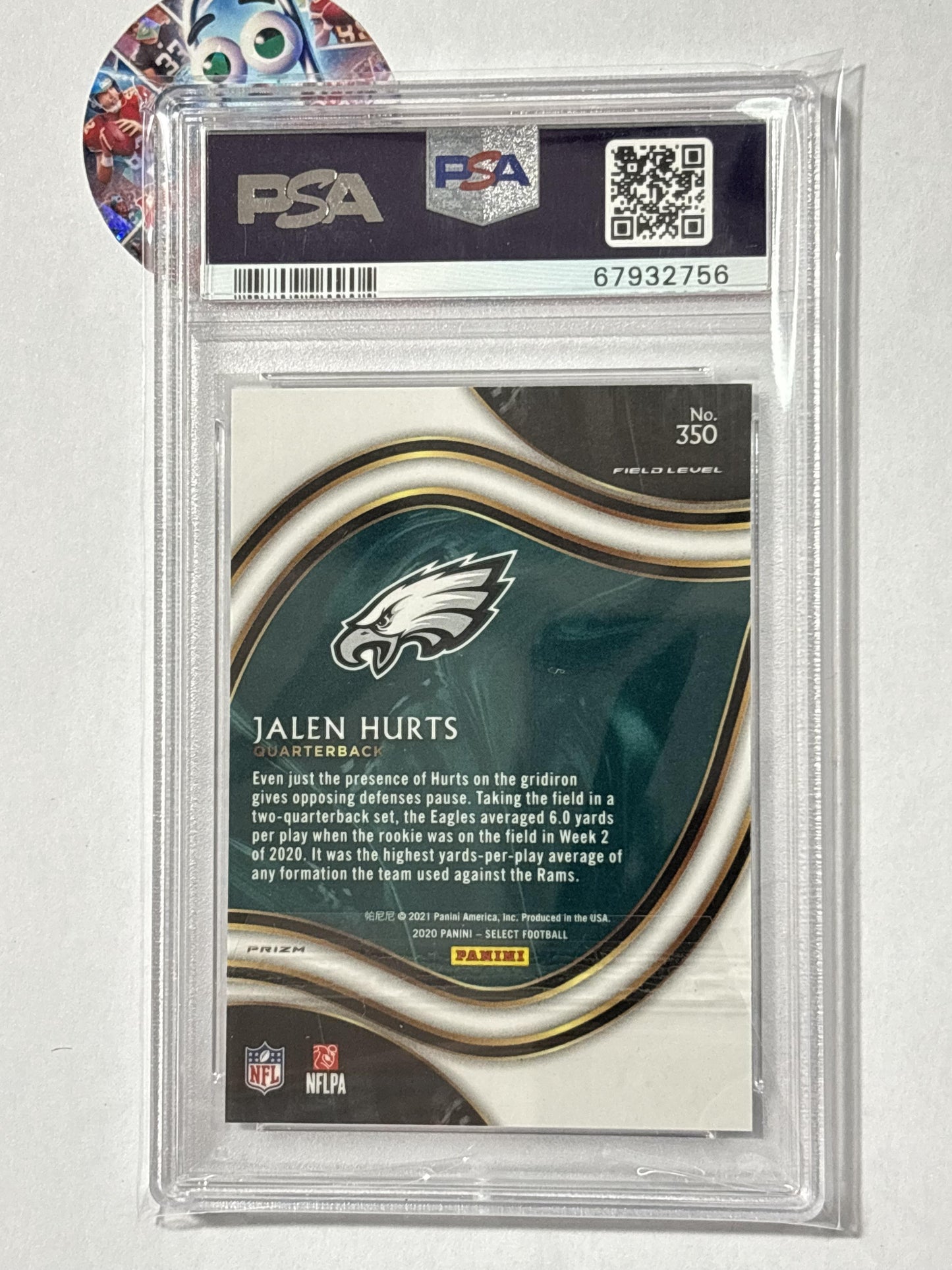 2020 Panini Select #350 Jalen Hurts Silver Prizm PSA 10 Philadelphia Eagles RC