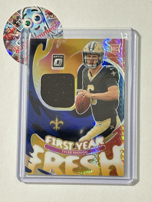 2025 Donruss Optic #FYFBH-TSH Tyler Shough First Year Fresh Blue Hyper New Orleans Saints MEM
