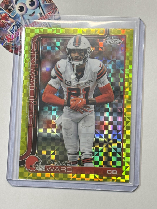 2025 Topps Chrome #74 Denzel Ward Lime Green X-Fractor Cleveland Browns