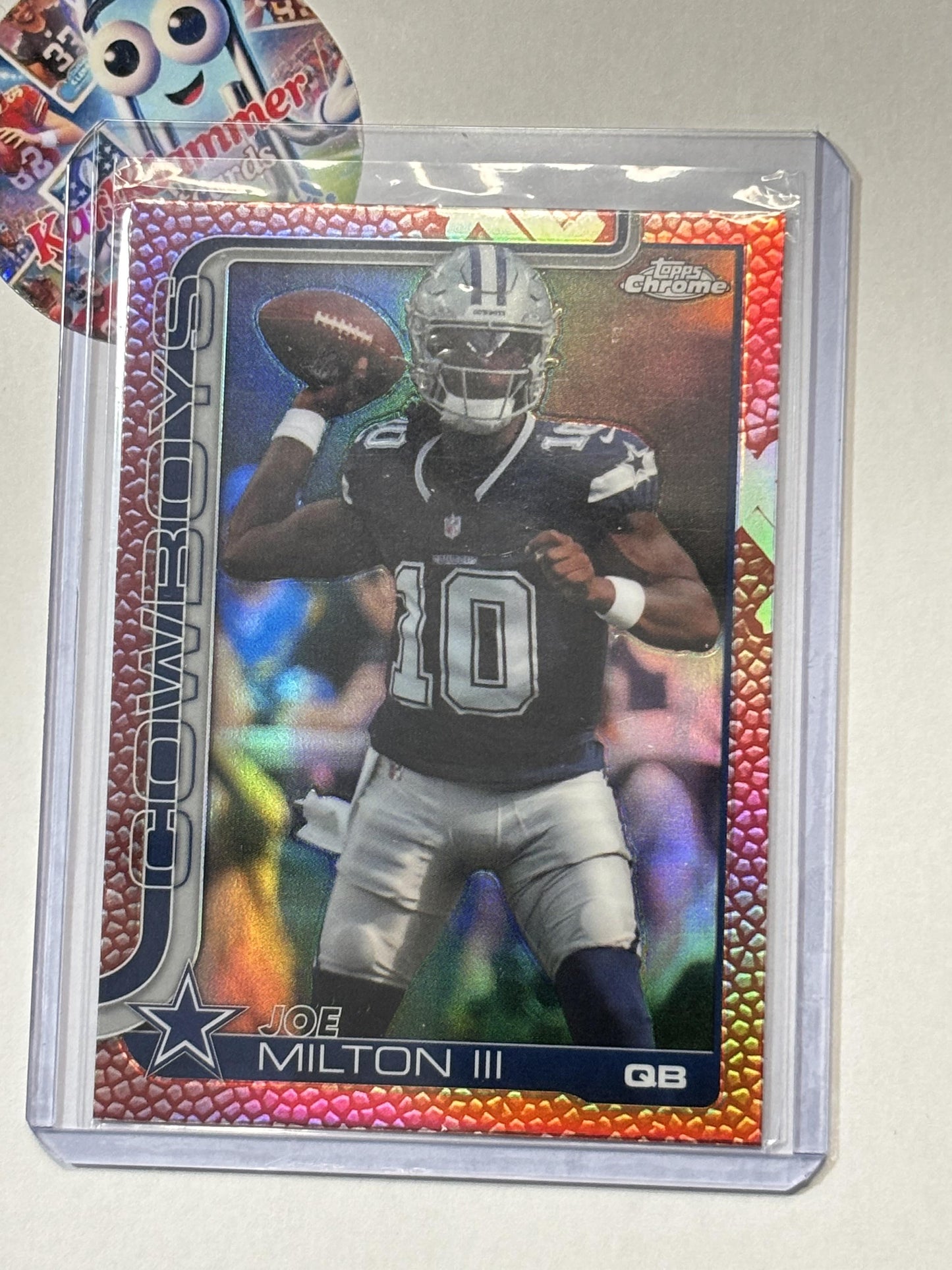 2025 Topps Chrome #85 Joe Milton III Football Leather Refractor Dallas Cowboys