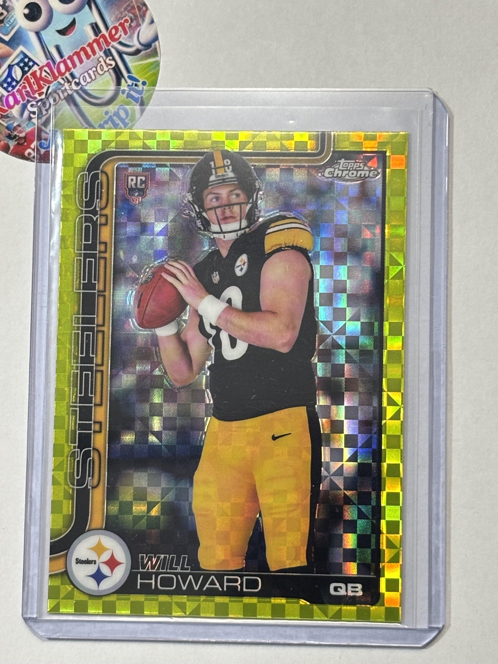 2025 Topps Chrome #321 Will Howard Lime Green X-Fractor Pittsburgh Steelers RC