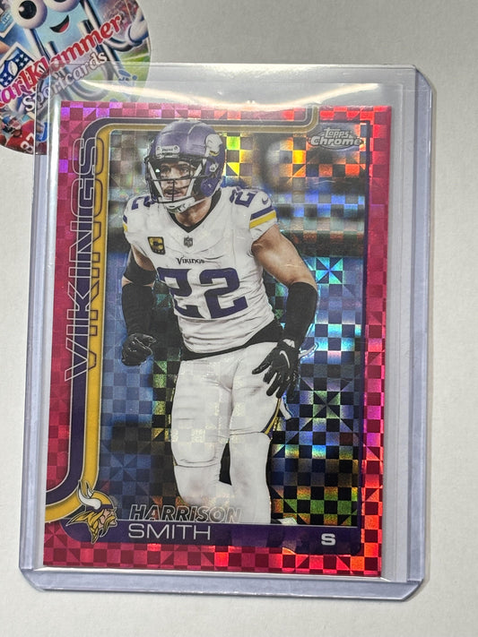 2025 Topps Chrome #204 Harrison Smith Hot Pink X-Fractor Minnesota Vikings