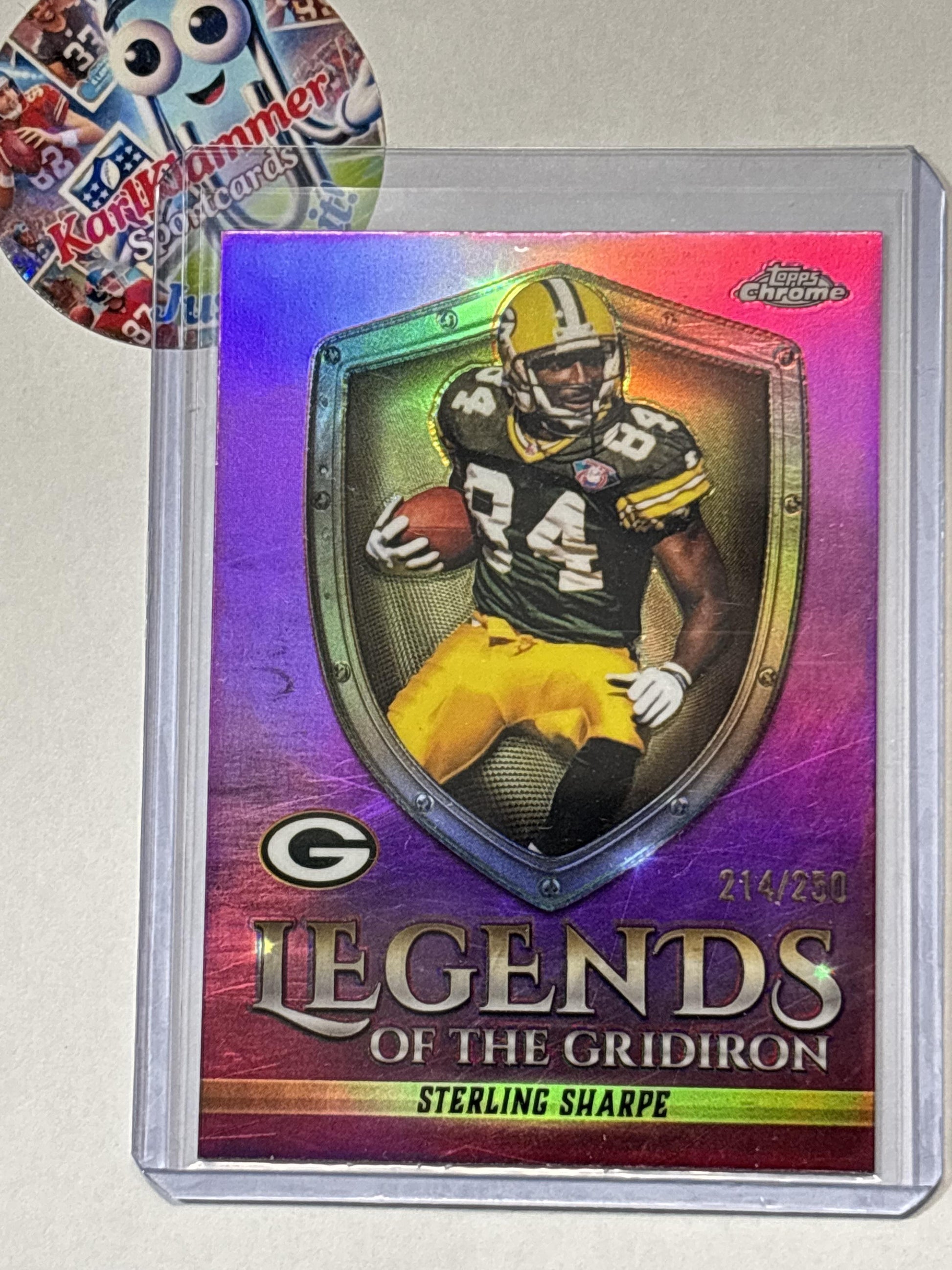 2025 Topps Chrome #LOG-27 Sterling Sharpe Legends of the Gridiron Pink Refractor #/250 Green Bay Packers SN