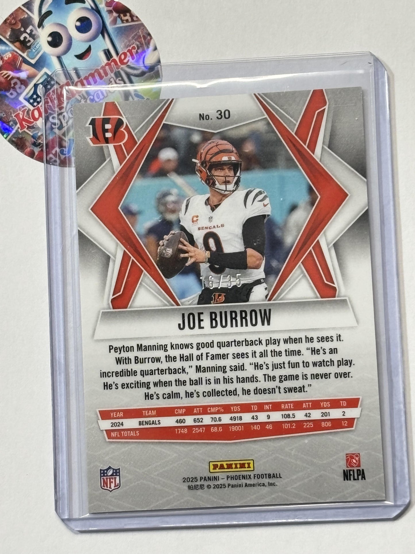 2025 Panini Phoenix #30 Joe Burrow Yellow Mojo Prizm #/35 Cincinnati Bengals SN
