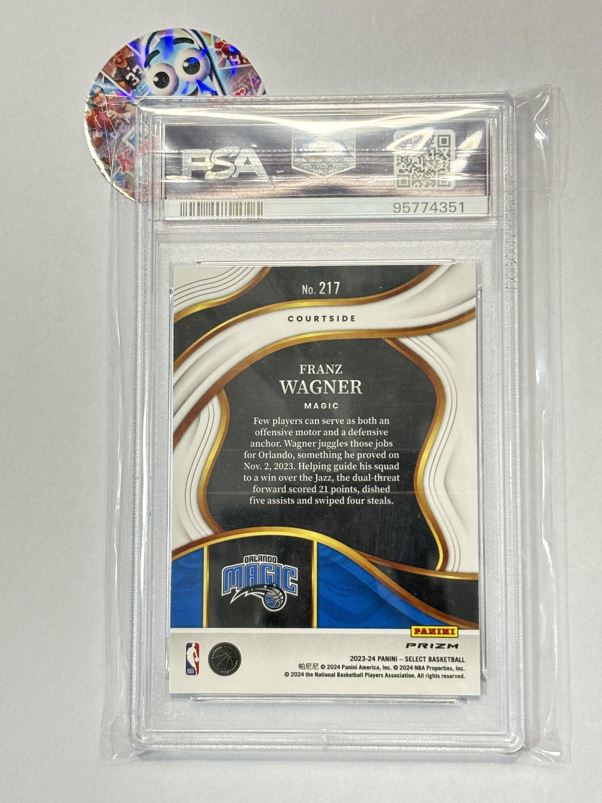 2023-24 Panini Select #217 Franz Wagner White Sparkle Prizms PSA 10 Orlando Magic