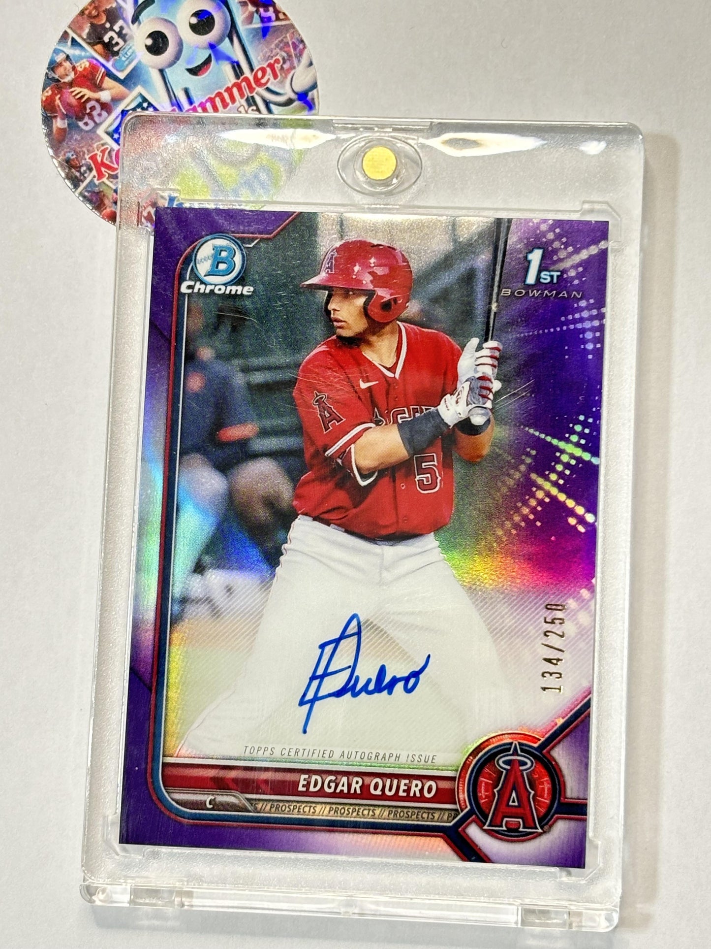 2022 Bowman #CPA-EQ Edgar Quero Chrome Prospects Autographs Purple Refractors #/250 Los Angeles Angels SN,AU