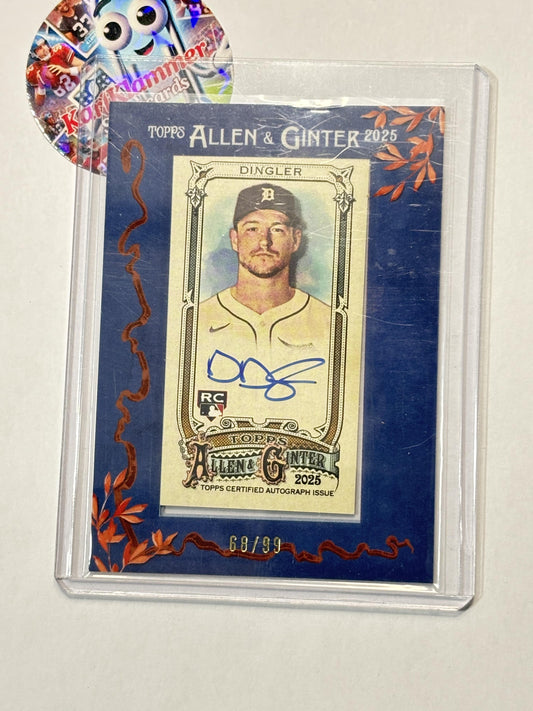 2025 Topps Allen & Ginter #MA-DD Dillon Dingler Framed Mini Baseball Autographs Blue Framed #/99 Detroit Tigers SN,AU