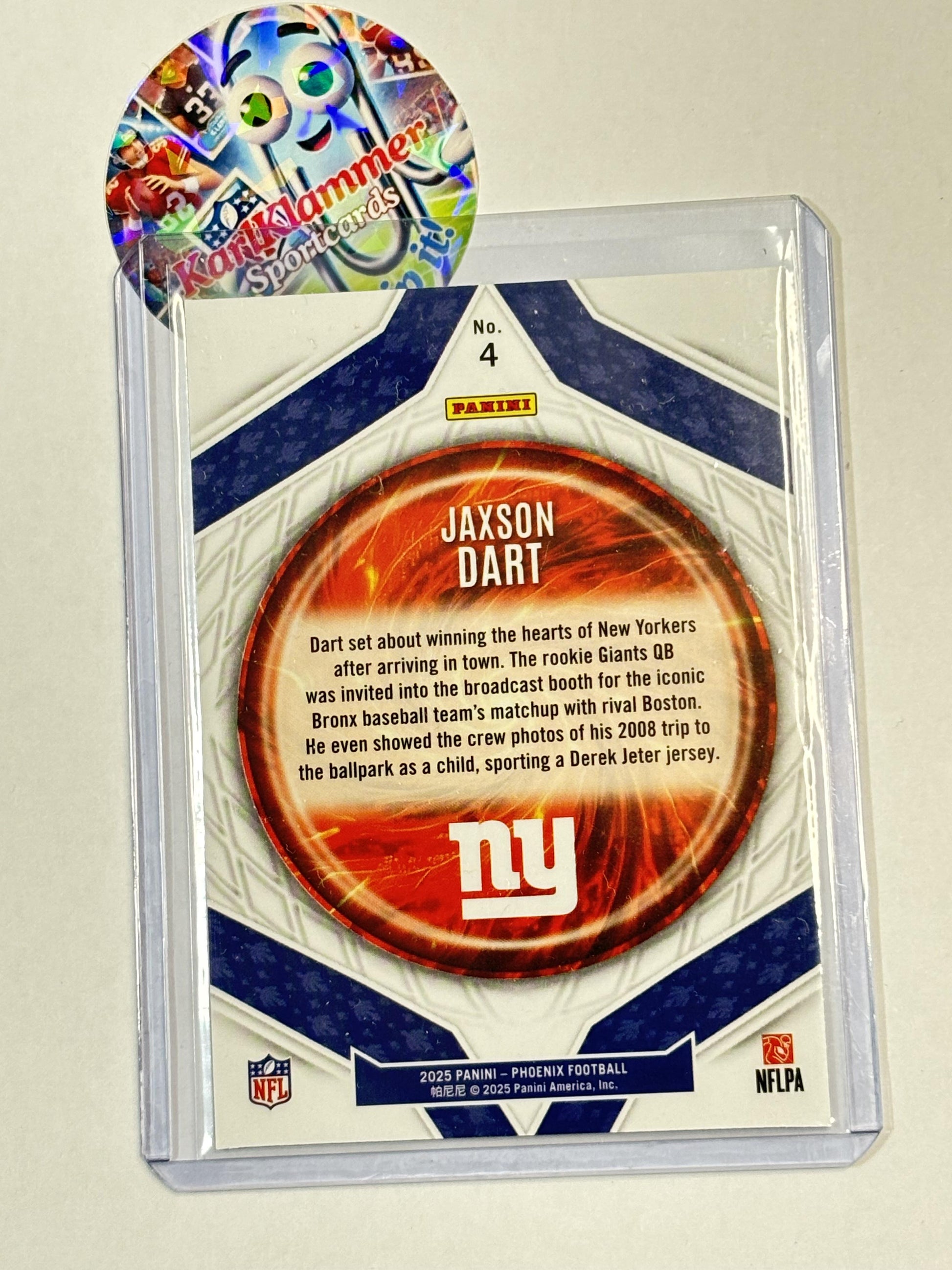 2025 Panini Phoenix #4 Jaxson Dart Paragon New York Giants