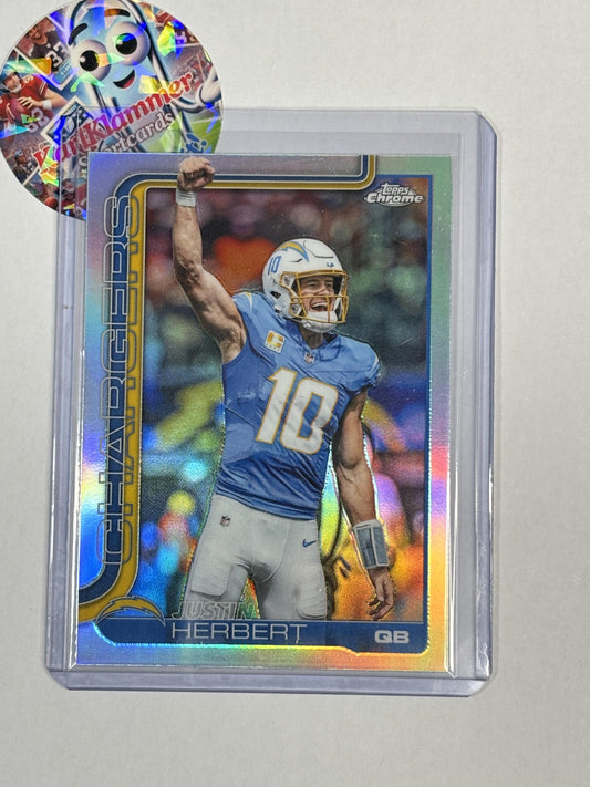 2025 Topps Chrome #158 Justin Herbert Refractor Variation Los Angeles Chargers