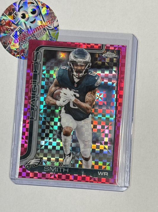 2025 Topps Chrome #244 DeVonta Smith Hot Pink X-Fractor Philadelphia Eagles
