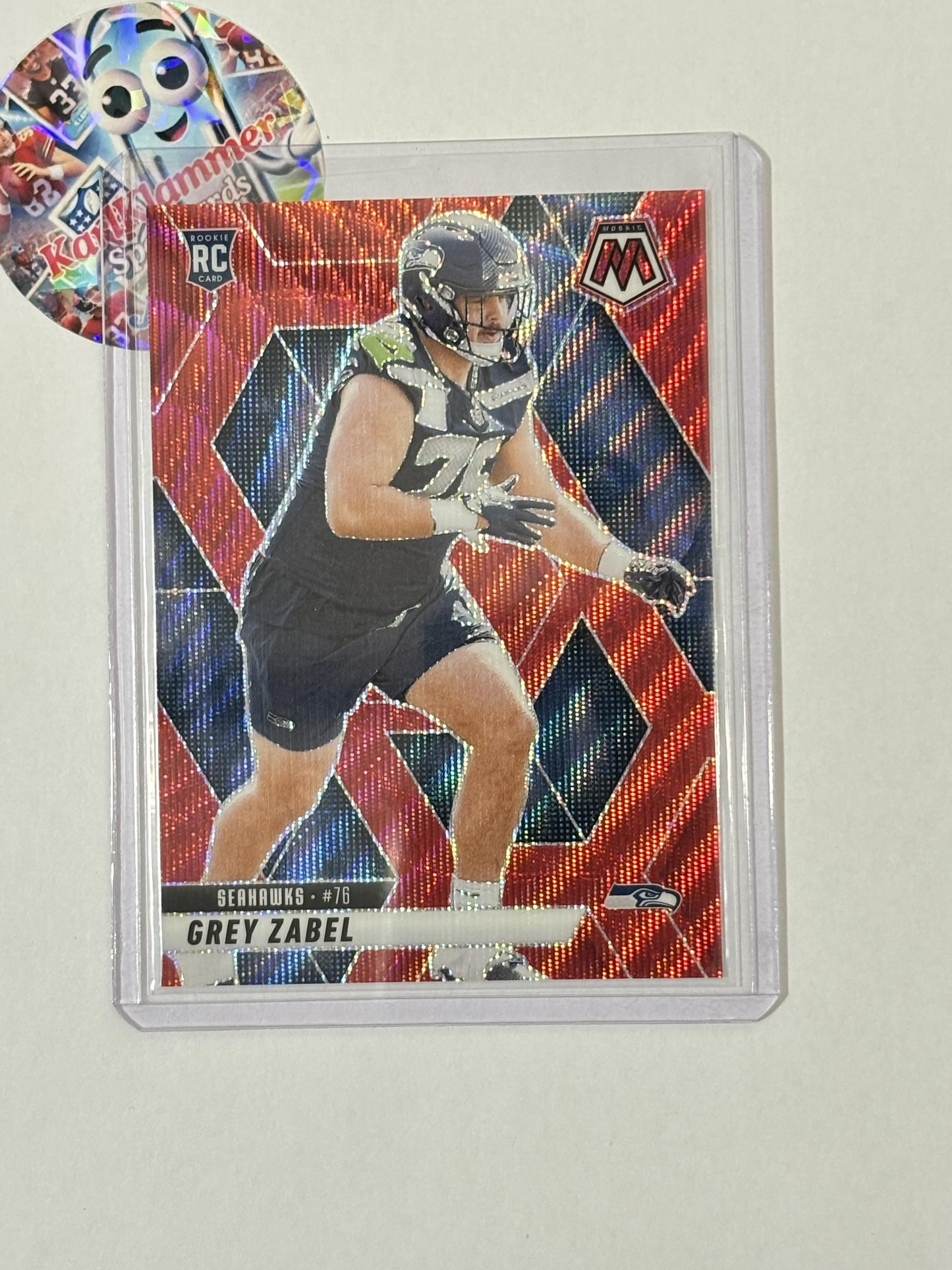 2025 Panini Mosaic #328 Grey Zabel Mosaic Red Wave #/29 Seattle Seahawks SN,RC