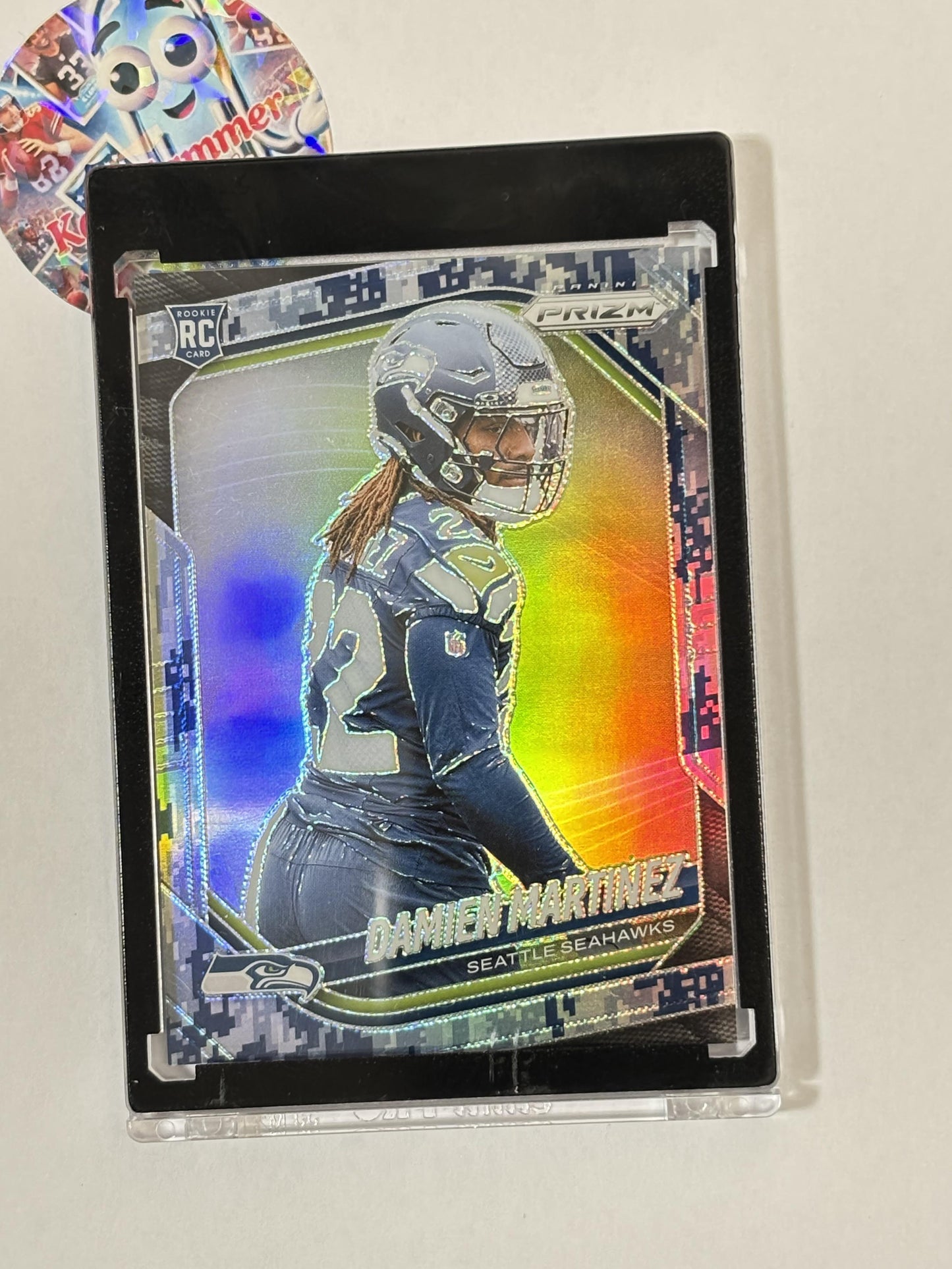 2025 Panini Prizm #373 Damien Martinez Navy Camo #/25 Seattle Seahawks SN
