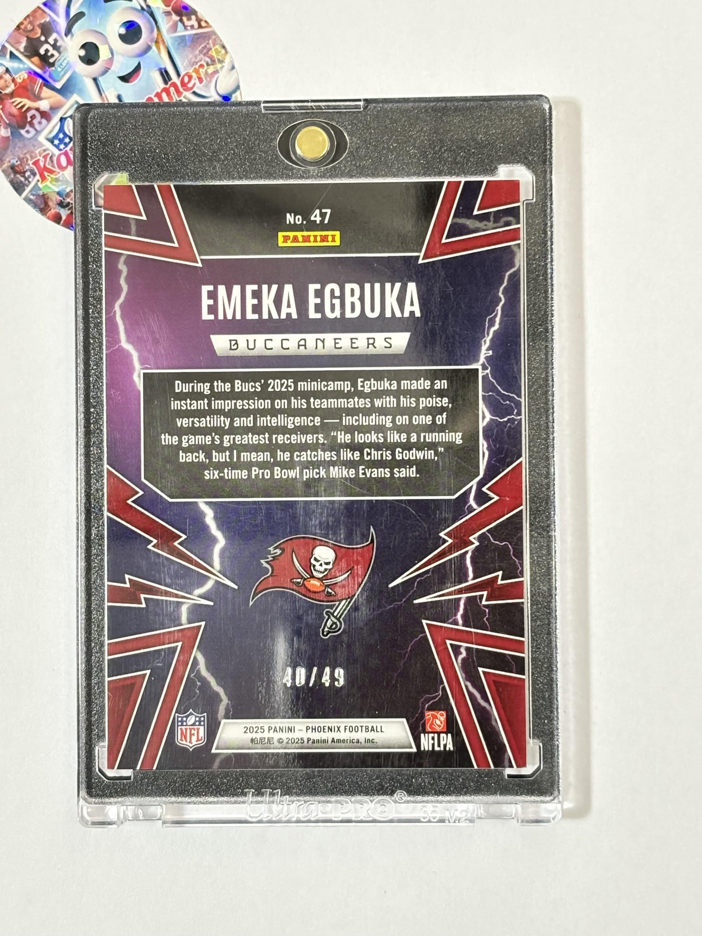 2025 Panini Phoenix #47 Emeka Egbuka Thunderbirds Yellow Mojo Prizm #/49 Tampa Bay Buccaneers SN
