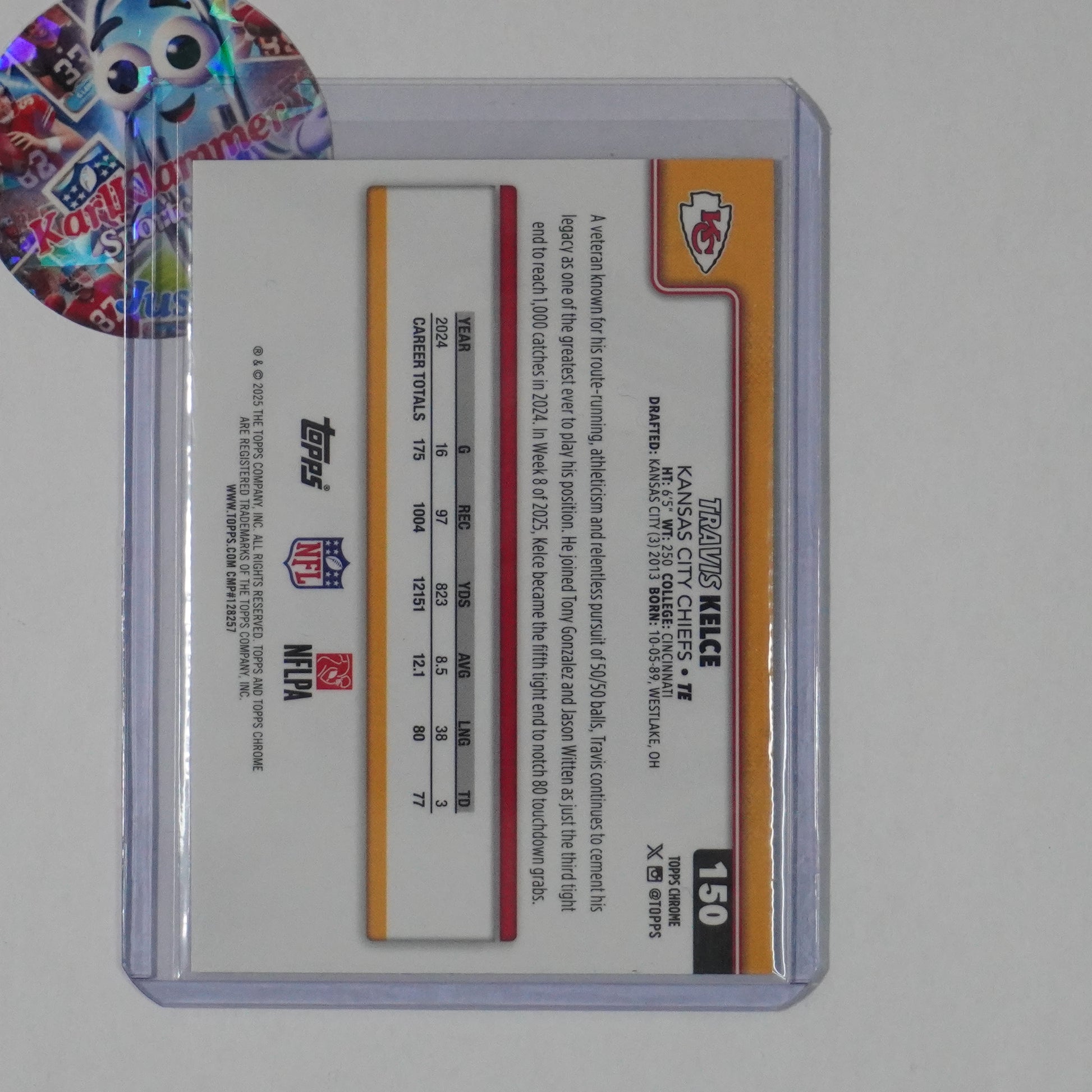 2025 Topps Chrome #150 Travis Kelce Red White and Blue Refractor