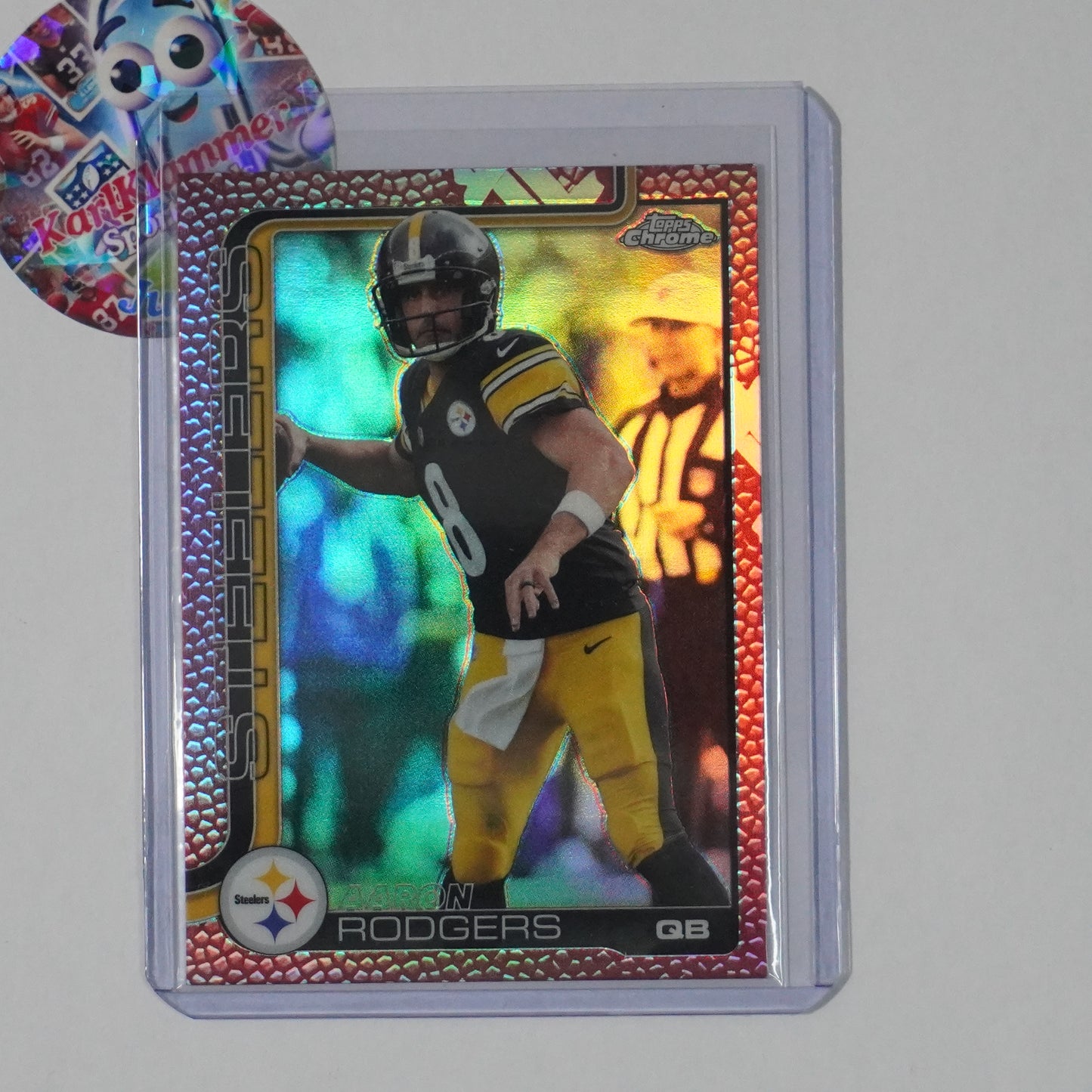 2025 Topps Chrome #255 Aaron Rodgers Football Leather Refractor Steelers