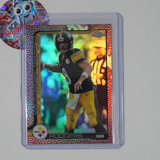2025 Topps Chrome #255 Aaron Rodgers Football Leather Refractor Steelers