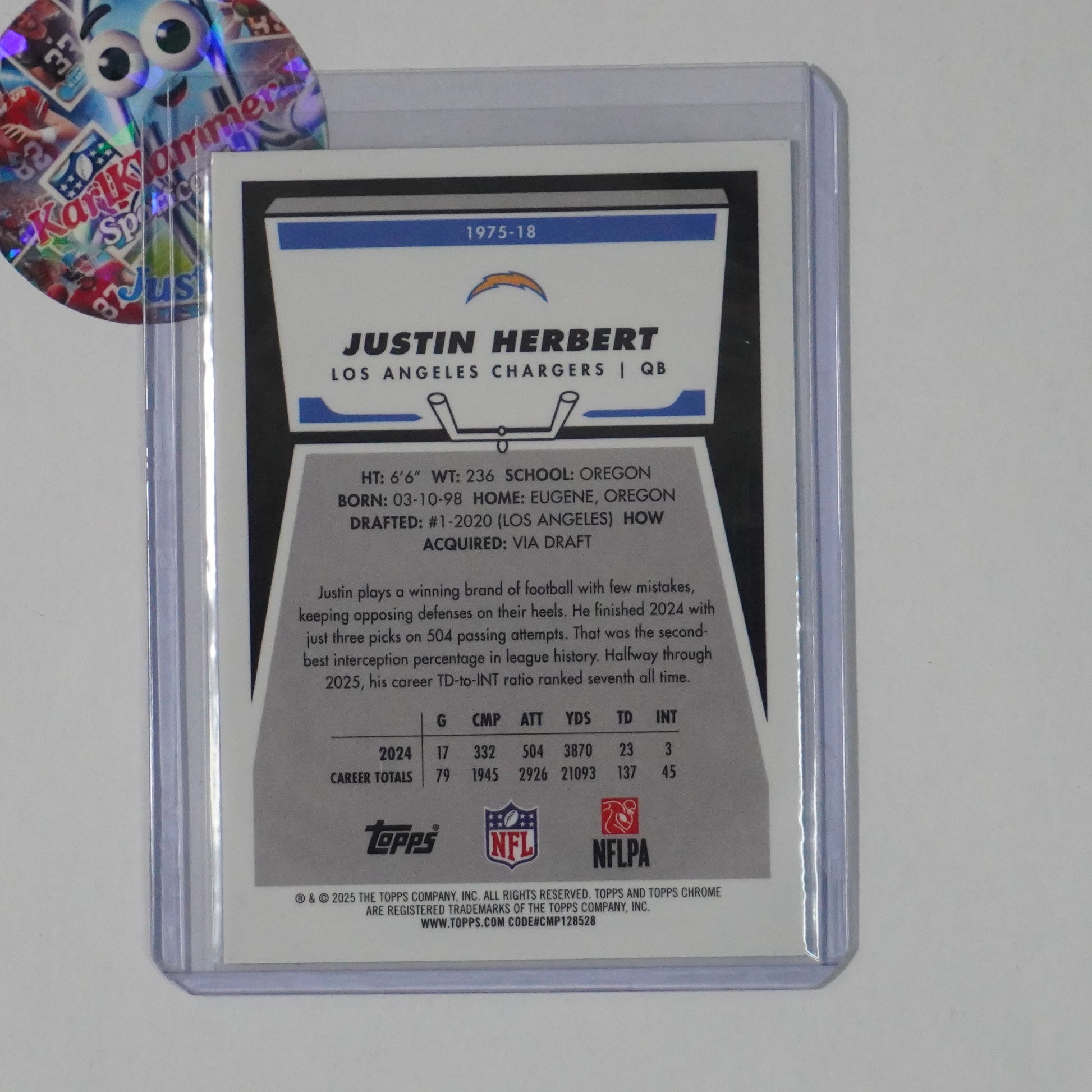 2025 Topps Chrome #1975-18 Justin Herbert 1975 Topps X-Fractor Chargers